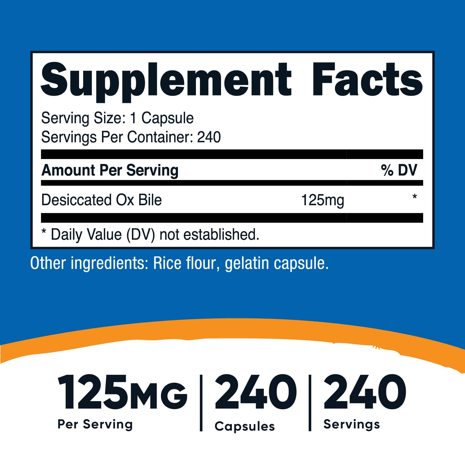Foto 5 pulgar | Suplemento Nutricost Ox Bile Capsules 125 Mg X240 - Venta Internacional.