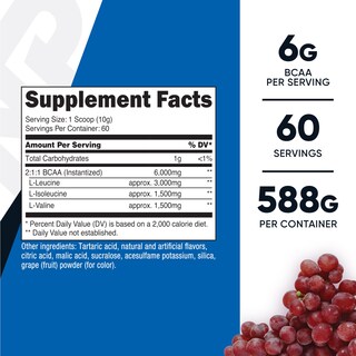Foto 2 | Bcaa En Polvo Nutricost Sabor A Uva 60 Porciones 360 G - Venta Internacional.