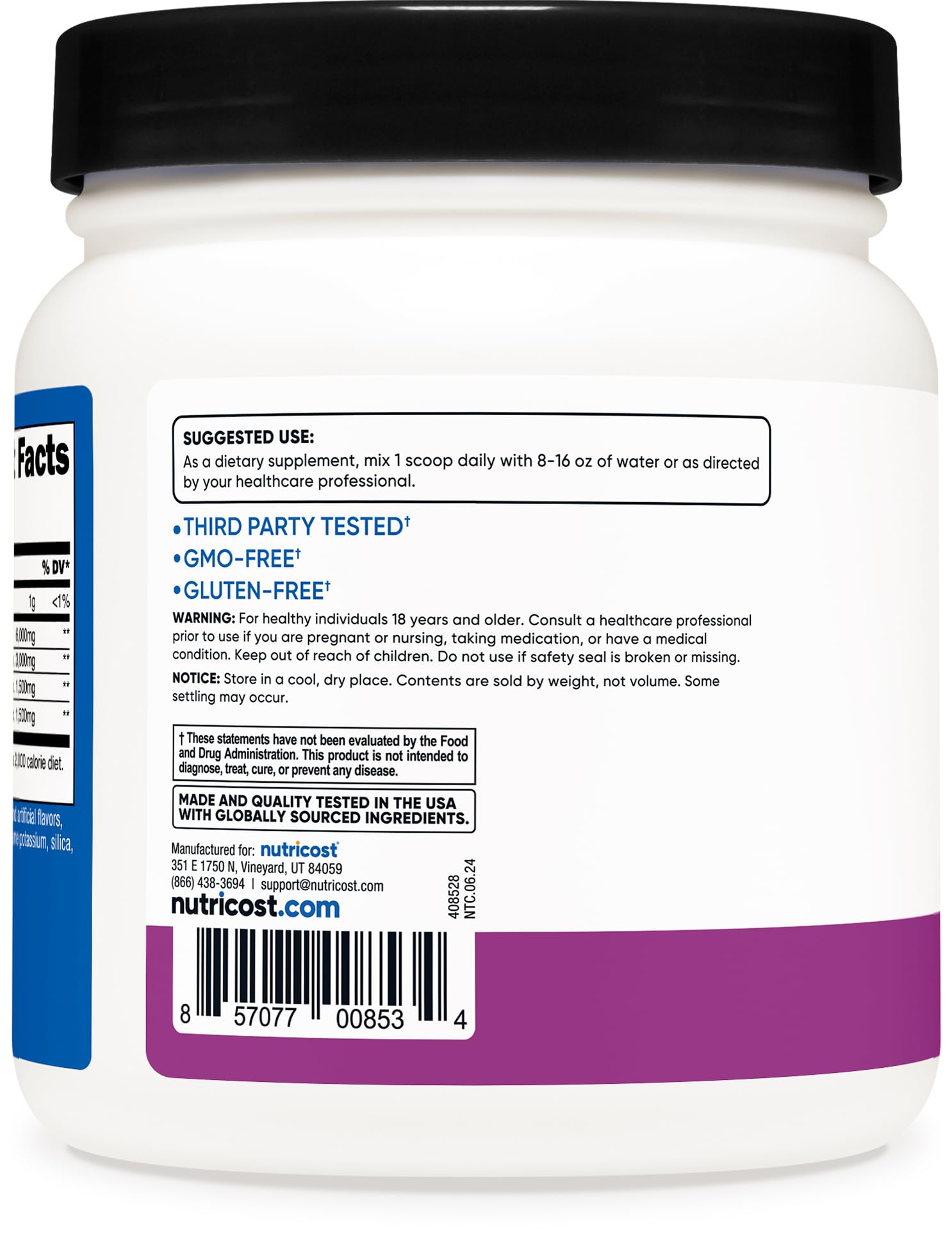Foto 4 | Bcaa En Polvo Nutricost Sabor A Uva 60 Porciones 360 G - Venta Internacional.
