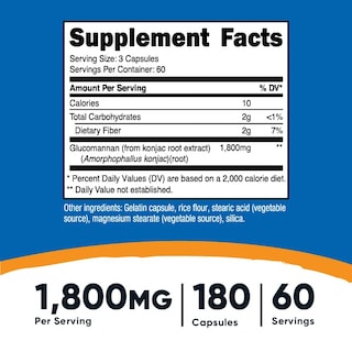 Foto 2 | Suplemento Nutricost Glucomanano 1800 Mg 180 Cápsulas - Venta Internacional.