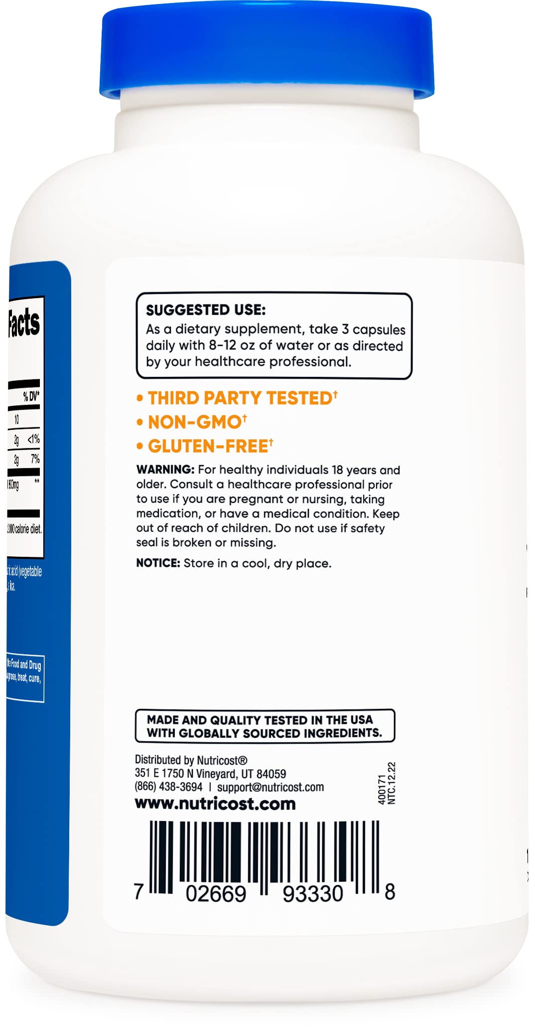 Foto 4 pulgar | Suplemento Nutricost Glucomanano 1800 Mg 180 Cápsulas - Venta Internacional.