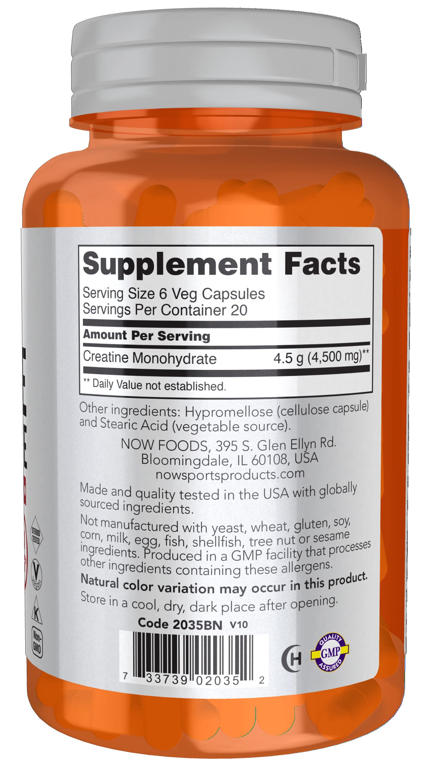 Foto 3 pulgar | Suplemento Now Foods Sports Nutrition Creatina 750 Mg 120 Cápsulas - Venta Internacional.