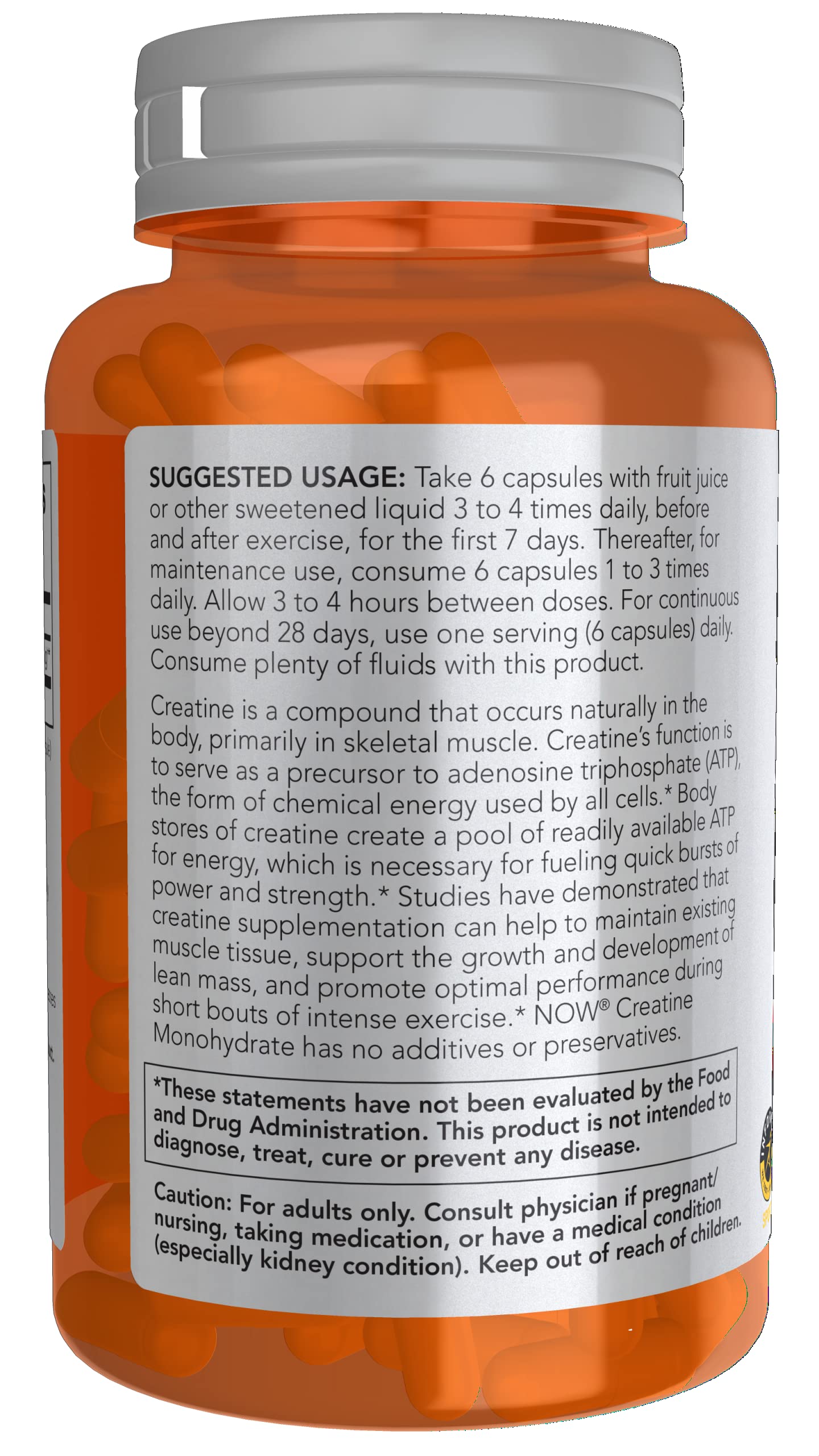 Foto 4 pulgar | Suplemento Now Foods Sports Nutrition Creatina 750 Mg 120 Cápsulas - Venta Internacional.