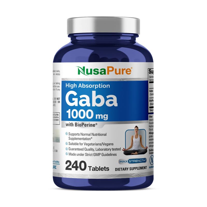 Foto 2 pulgar | Suplemento Nusapure Gaba 1000 Mg 240 Tabletas Con Bioperina - Venta Internacional.