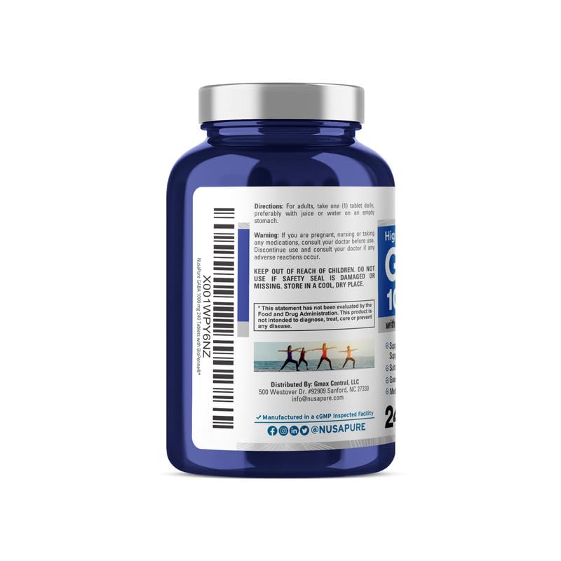 Foto 3 | Suplemento Nusapure Gaba 1000 Mg 240 Tabletas Con Bioperina - Venta Internacional.