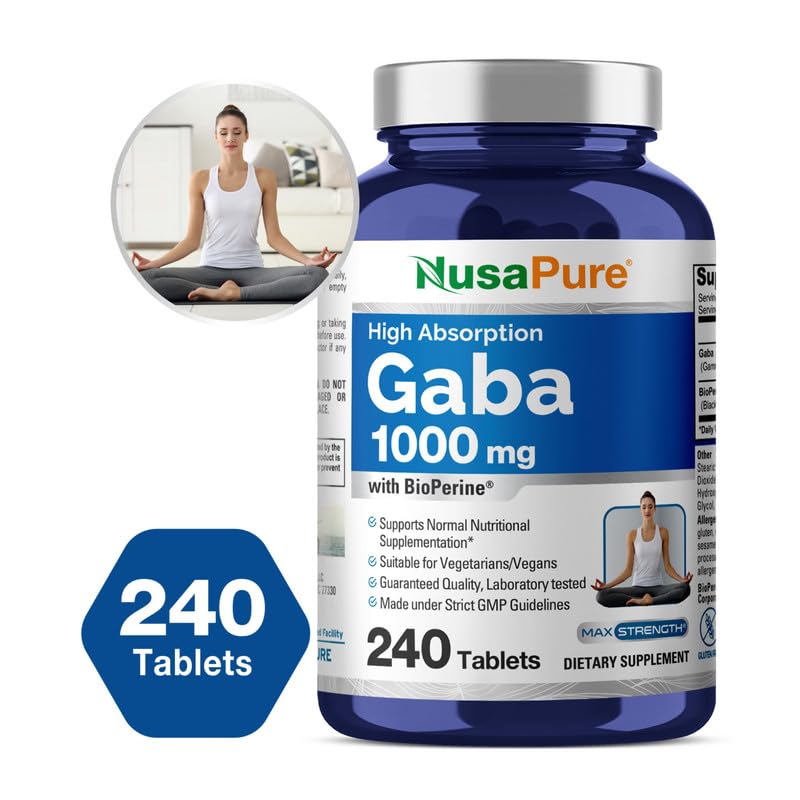 Foto 6 pulgar | Suplemento Nusapure Gaba 1000 Mg 240 Tabletas Con Bioperina - Venta Internacional.