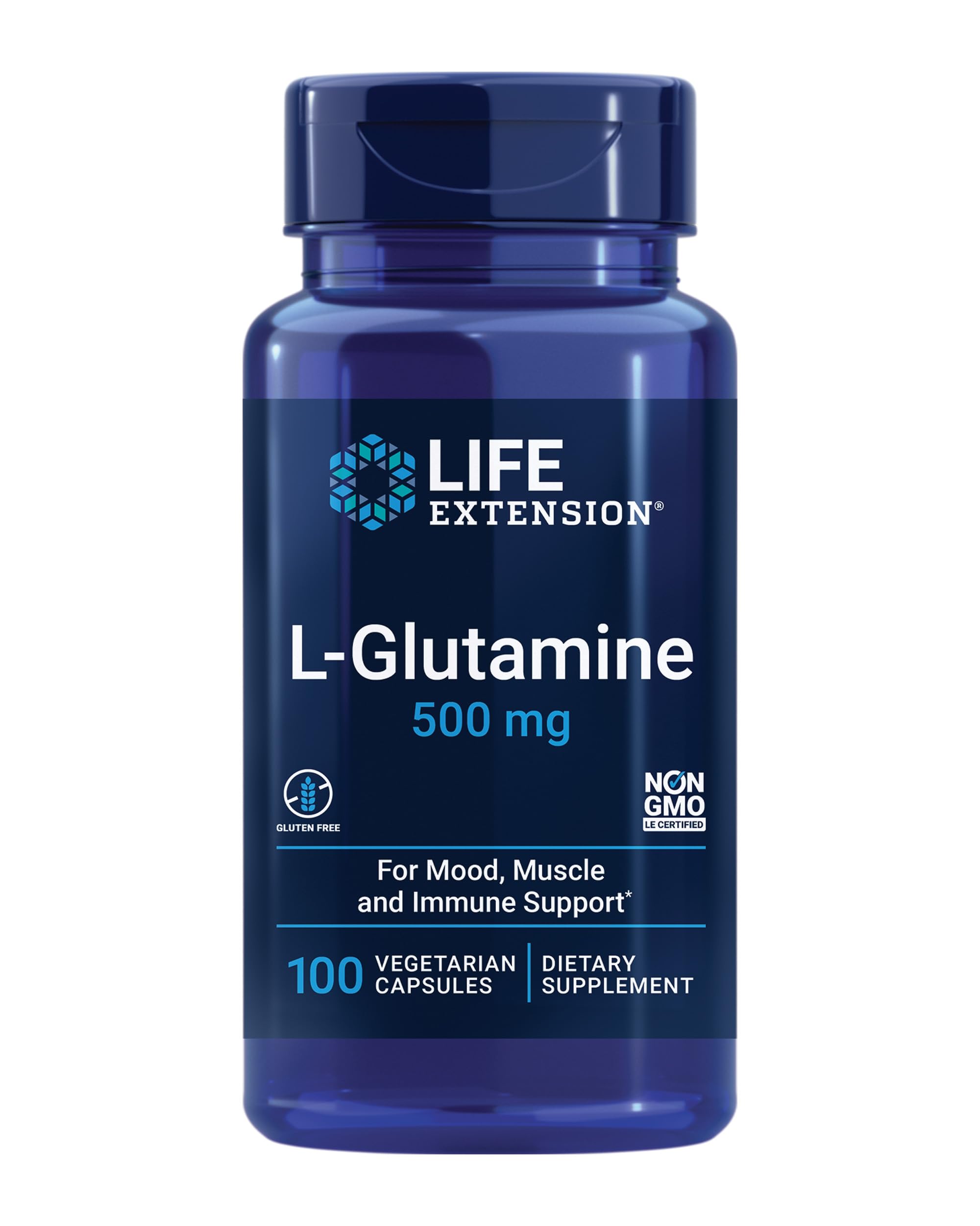 Foto 2 pulgar | Suplemento Life Extension L-glutamina 500 Mg 100 Cápsulas - Venta Internacional.