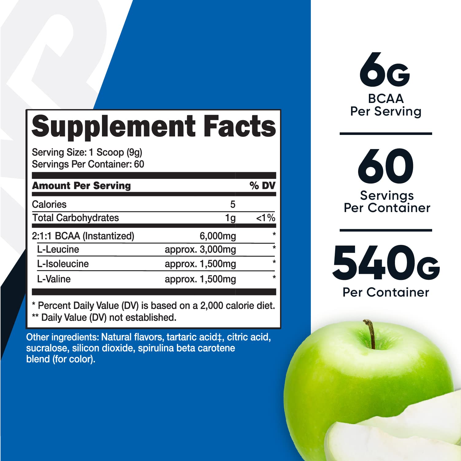 Foto 3 pulgar | Suplemento Nutricost Bcaa En Polvo 2:1:1 De Manzana Verde 360 G - Venta Internacional.