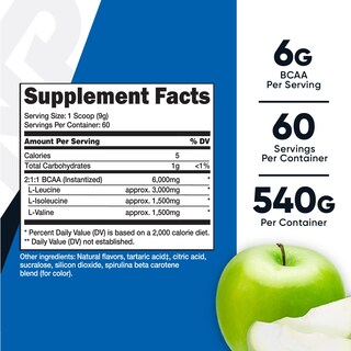 Foto 2 | Suplemento Nutricost Bcaa En Polvo 2:1:1 De Manzana Verde 360 G - Venta Internacional.