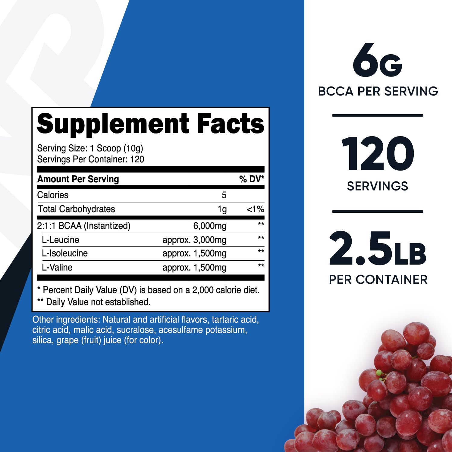 Foto 3 pulgar | Bcaa En Polvo Nutricost Con Sabor A Uva, 120 Porciones - Venta Internacional.