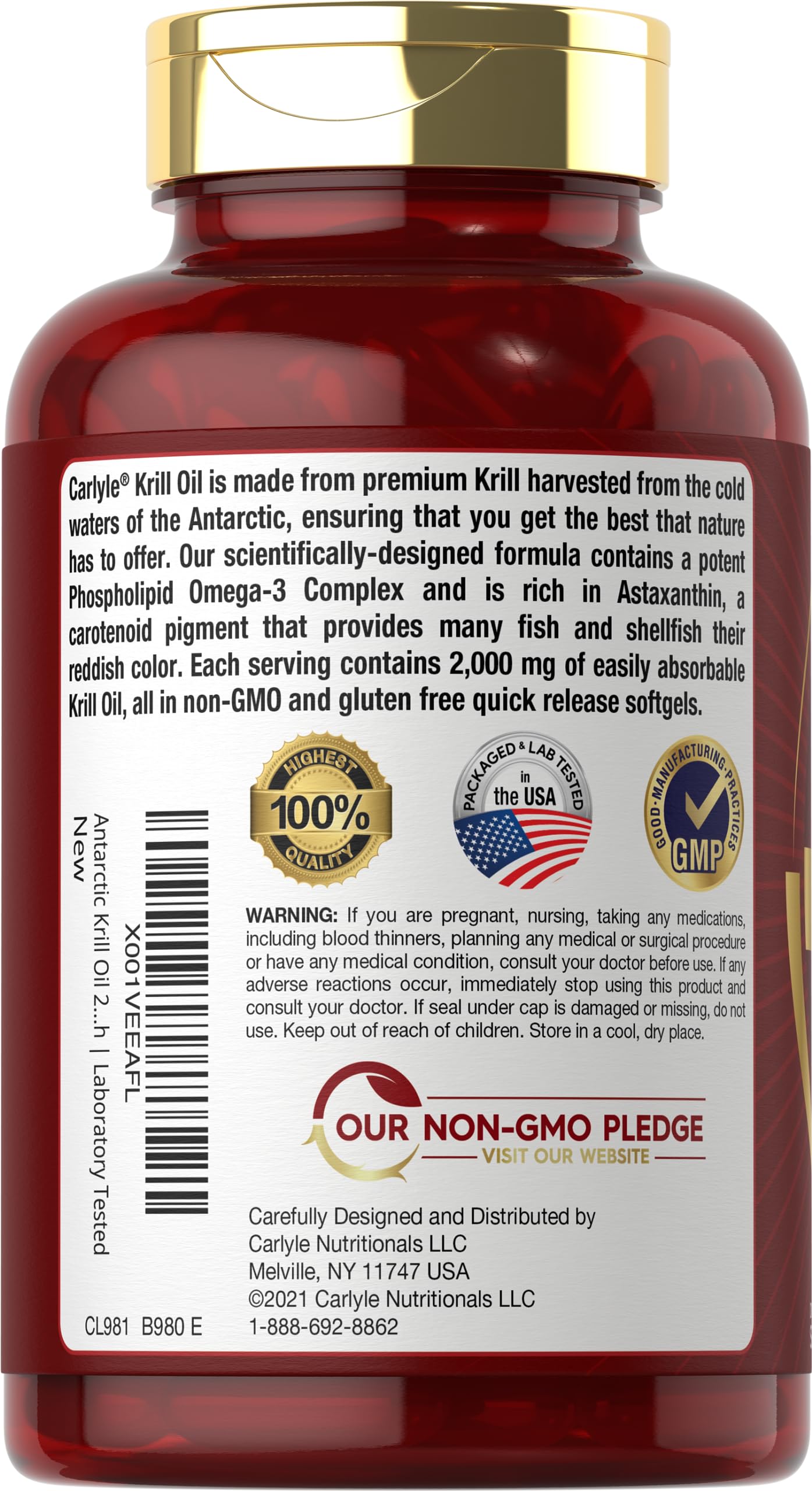 Foto 4 pulgar | Suplemento De Aceite De Krill Antártico Carlyle 2000 Mg 120 Cápsulas Blandas - Venta Internacional.