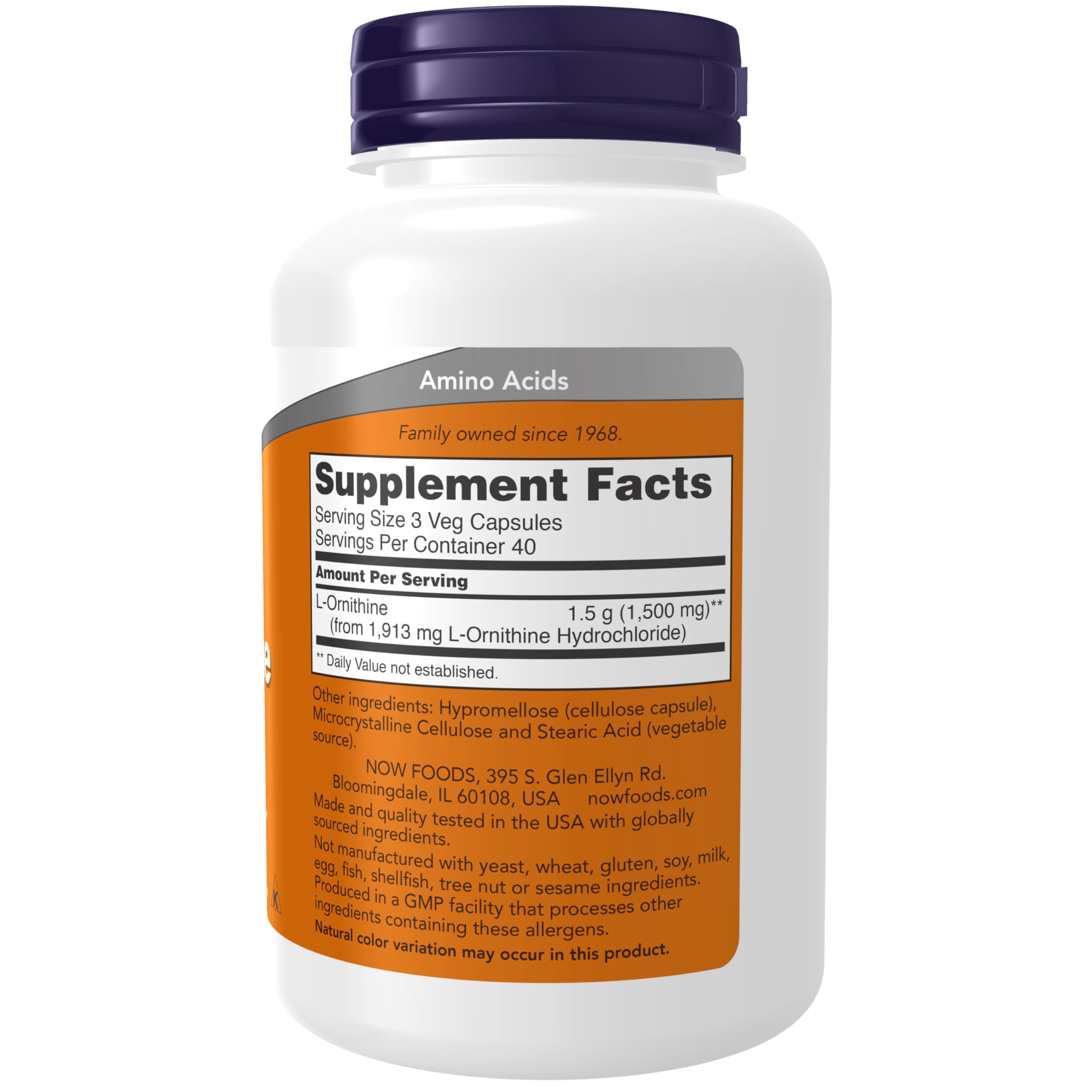 Foto 3 pulgar | Supplements Now Foods Clorhidrato De L-ornitina 500 Mg 120 Cápsulas - Venta Internacional.
