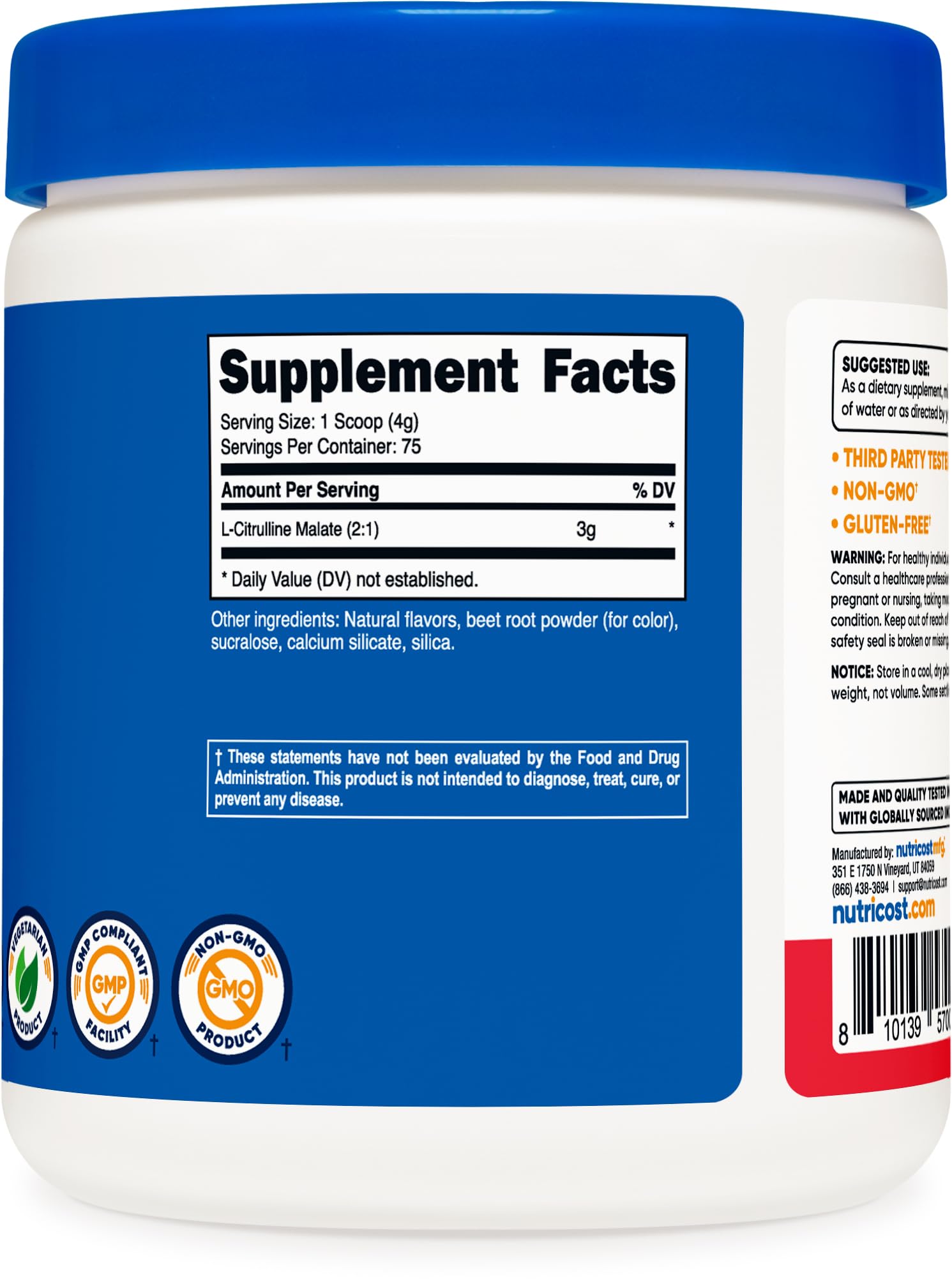 Foto 6 pulgar | Suplemento De Acondicionamiento Físico Nutricost L-citrulina Malato 2:1 300 G - Venta Internacional.
