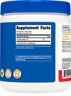 Foto 5 | Suplemento De Acondicionamiento Físico Nutricost L-citrulina Malato 2:1 300 G - Venta Internacional.