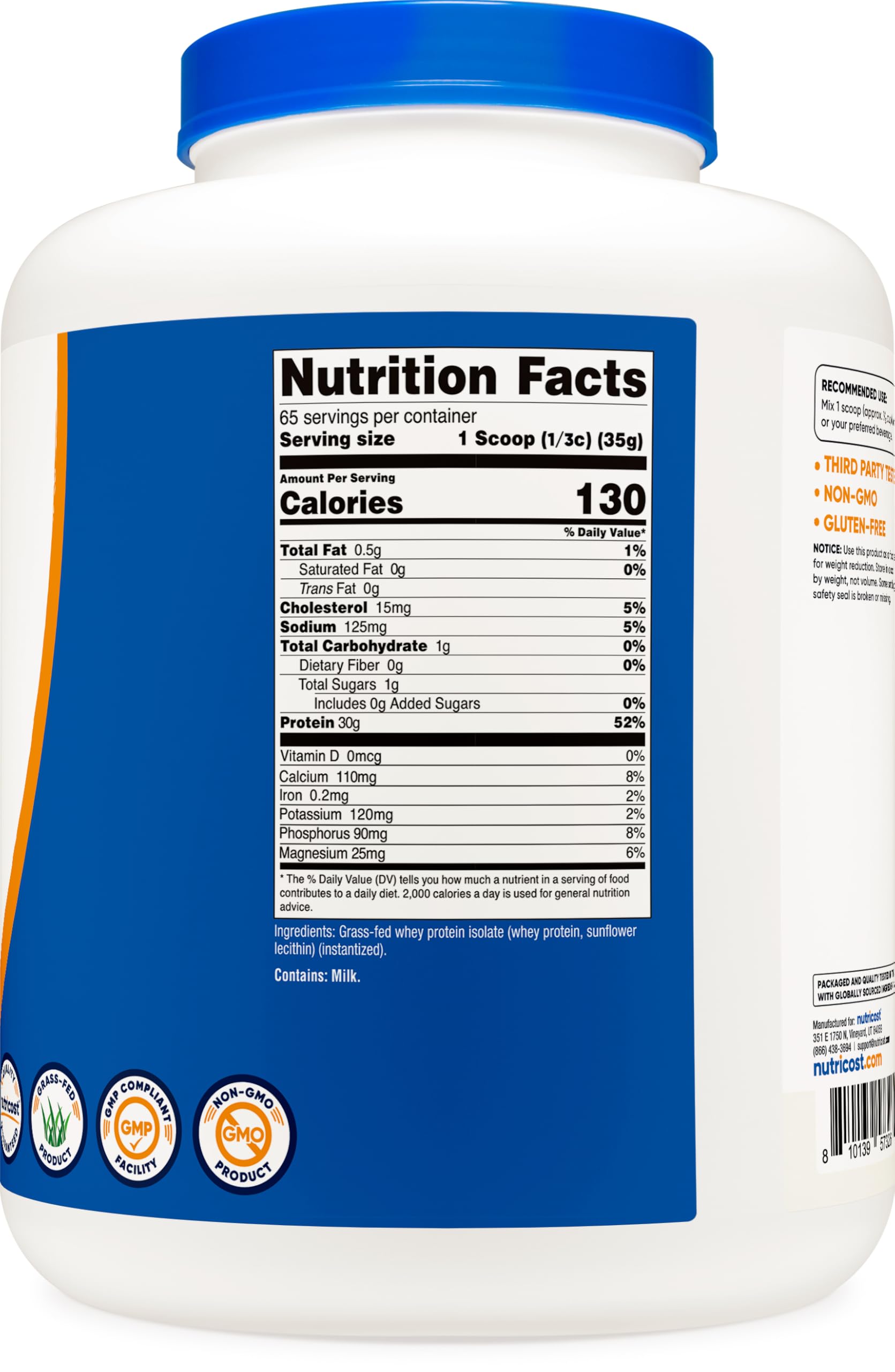 Foto 6 pulgar | Proteína De Suero Aislada Nutricost De Animales Alimentados Con Pasto, 2,27 Kg, Sin Sabor - Venta Internacional.