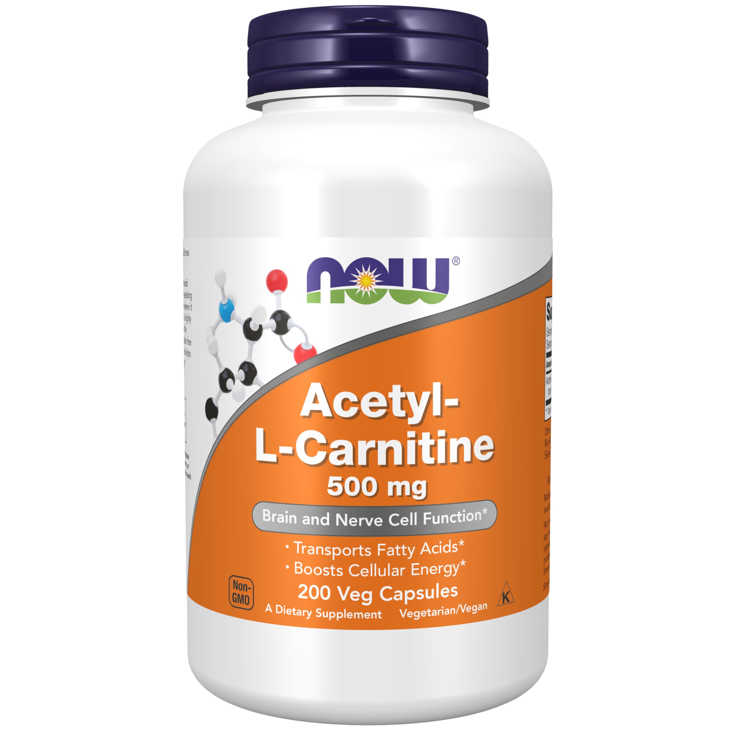 Foto 2 pulgar | Acetil-l Carnitina De Supplements Now Foods, 500 Mg, 200 Cápsulas Vegetales - Venta Internacional.