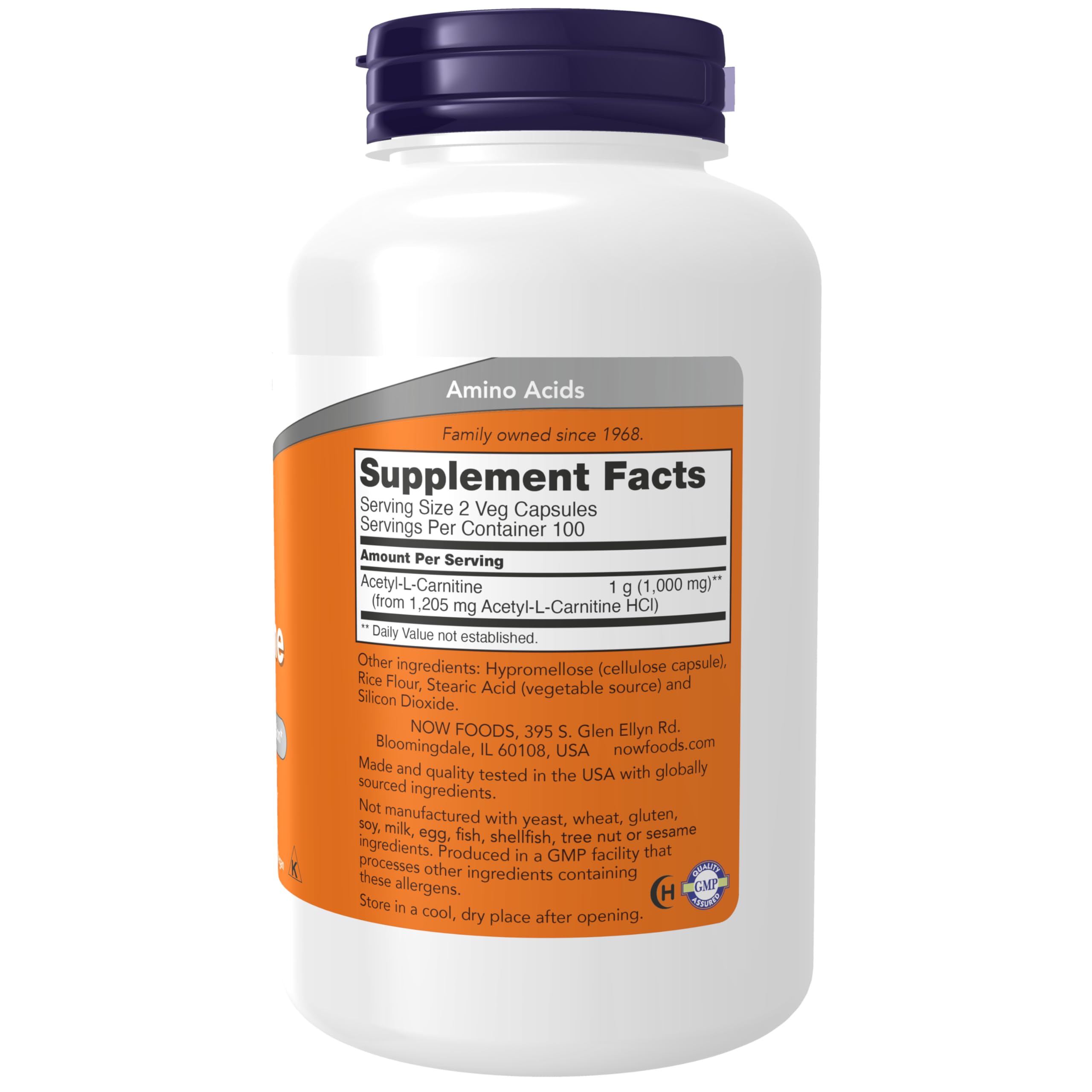 Foto 3 pulgar | Acetil-l Carnitina De Supplements Now Foods, 500 Mg, 200 Cápsulas Vegetales - Venta Internacional.