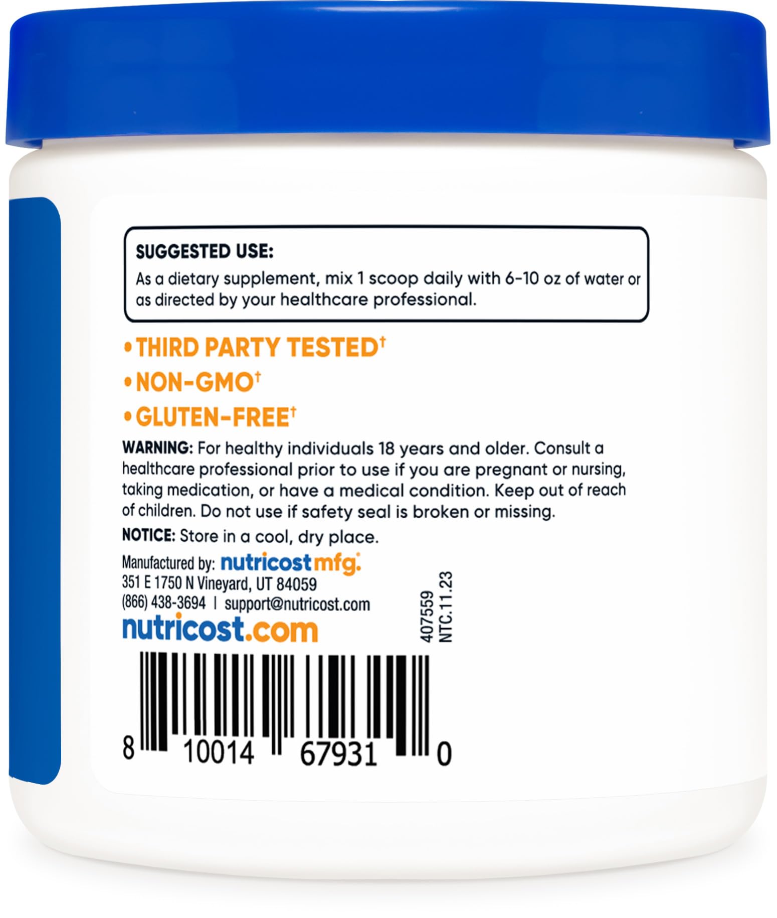 Foto 5 pulgar | Suplemento Nutricost De Tartrato De L-carnitina En Polvo 100 G - Venta Internacional.