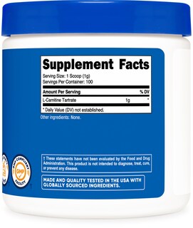 Foto 5 | Suplemento Nutricost De Tartrato De L-carnitina En Polvo 100 G - Venta Internacional.