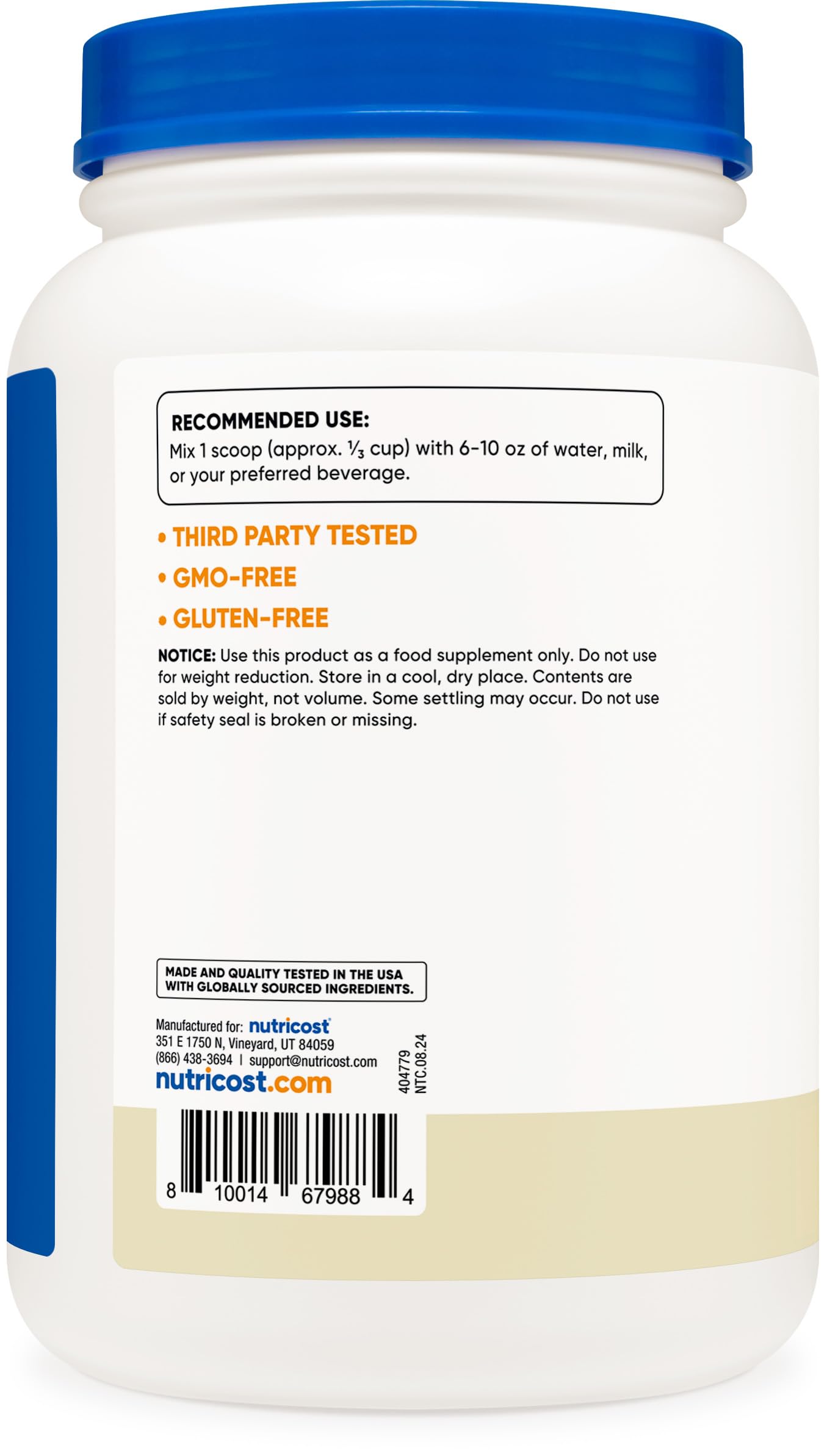 Foto 5 pulgar | Concentrado De Proteína De Suero Nutricost Vanilla 907 G - Venta Internacional.