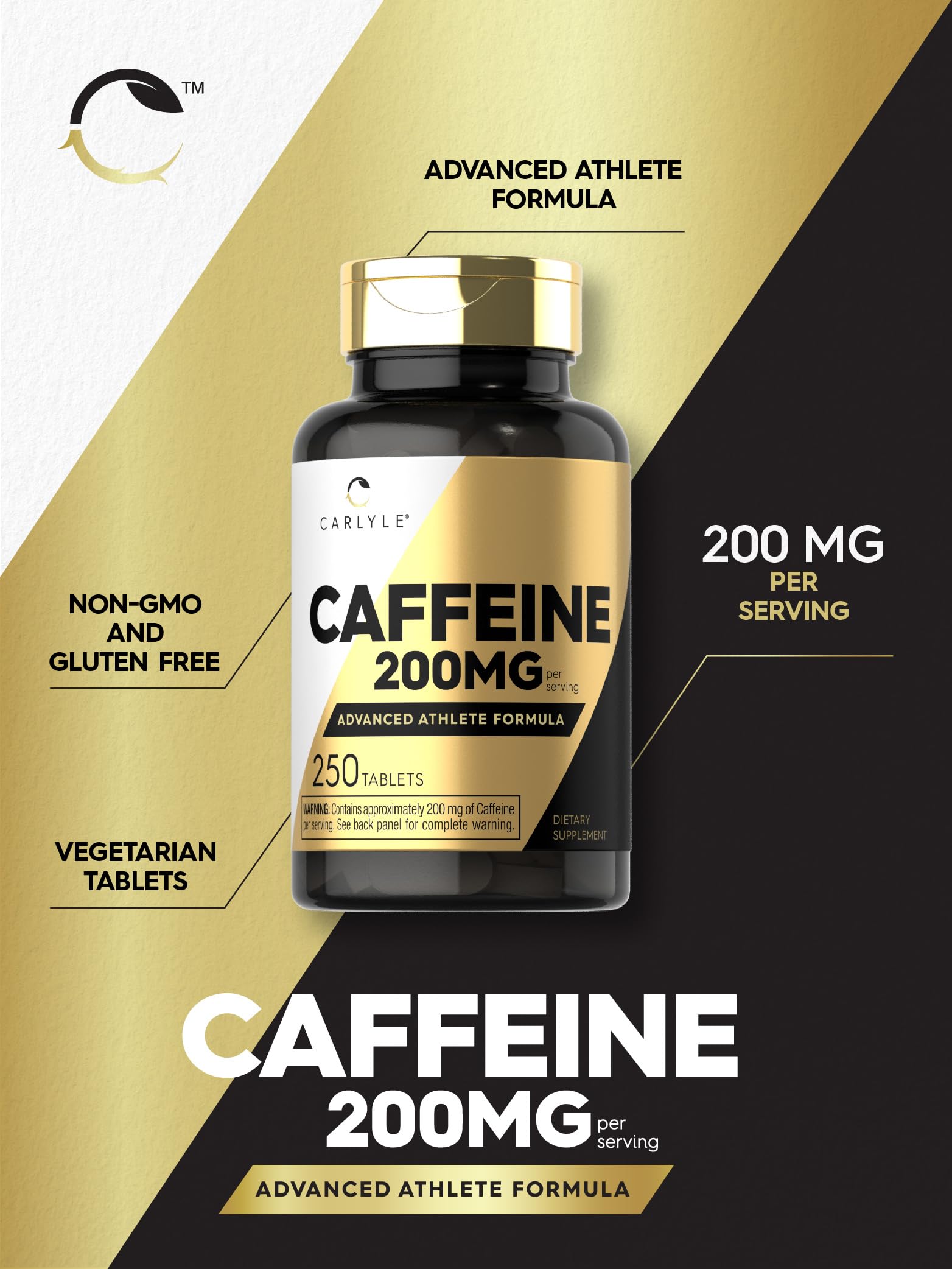 Foto 5 pulgar | Píldoras De Cafeína Carlyle 200 Mg 250 Tabletas Advanced Athlete - Venta Internacional.