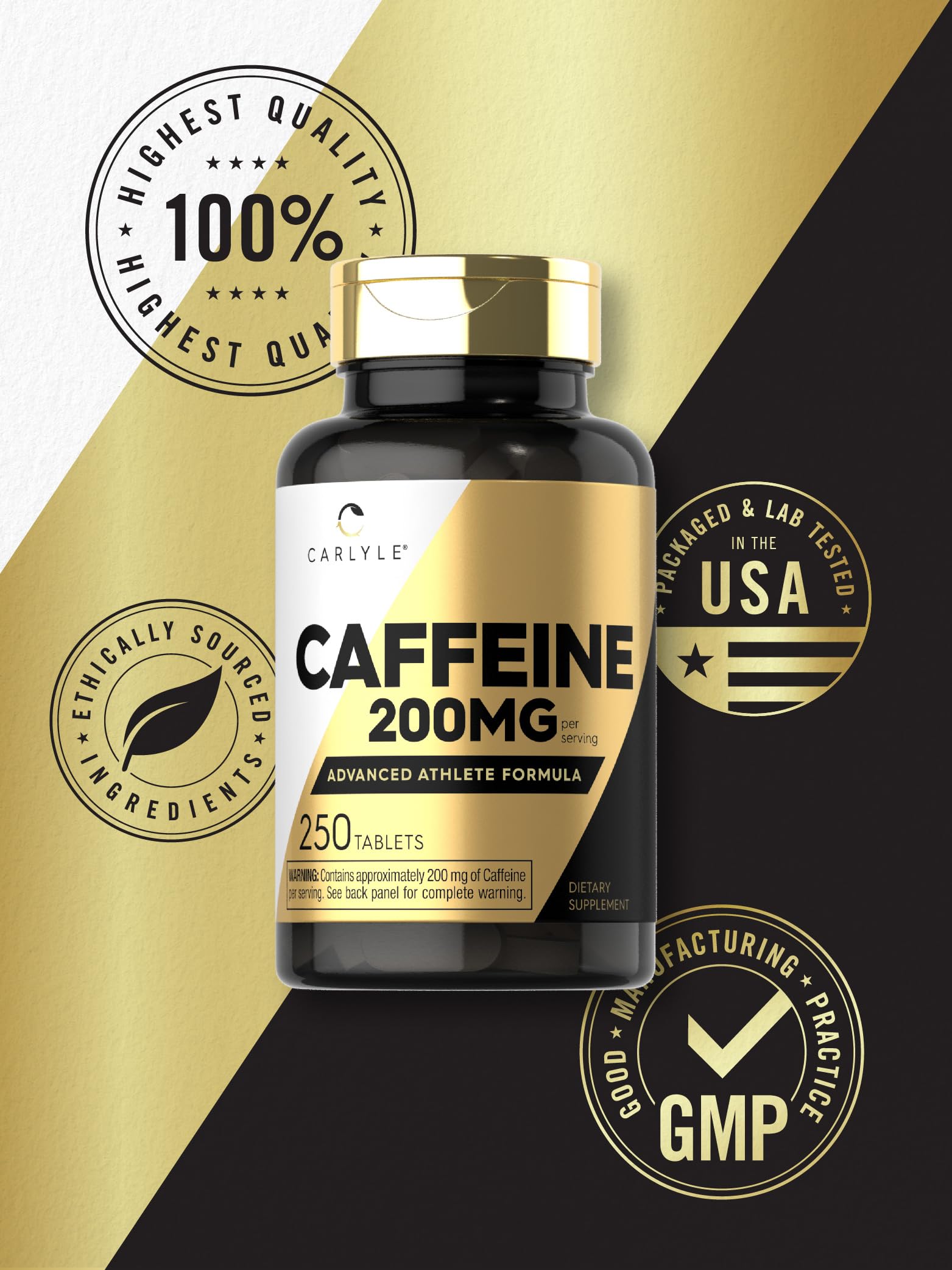Foto 7 pulgar | Píldoras De Cafeína Carlyle 200 Mg 250 Tabletas Advanced Athlete - Venta Internacional.