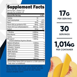 Foto 2 | Polvo Para Antes Del Entrenamiento Nutricost Pre-x Xtreme Peach Mango 60 Unidades - Venta Internacional.