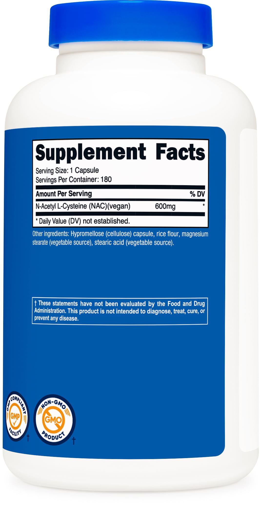 Foto 6 pulgar | Suplemento Nutricost De N-acetil L-cisteína (nac) 600 Mg 180 Cápsulas - Venta Internacional.