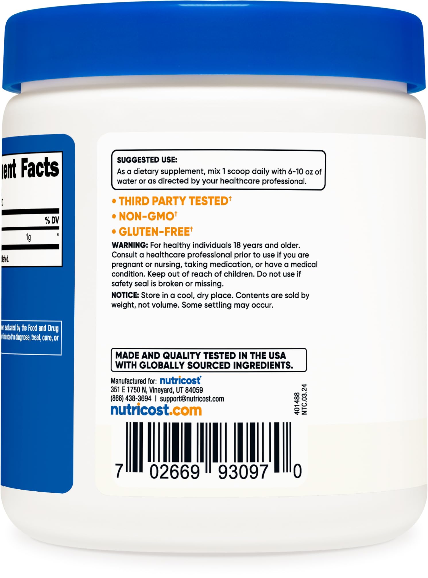 Foto 5 pulgar | Suplemento Nutricost Acetil L-carnitina (alcar) En Polvo De 250 G - Venta Internacional.