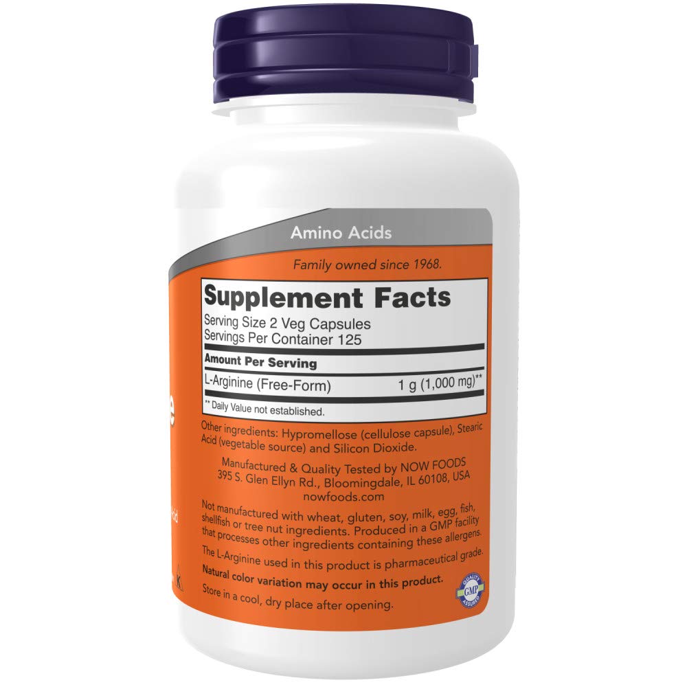 Foto 3 pulgar | Suplemento Now Foods L-arginina 500 Mg 250 Cápsulas - Venta Internacional.