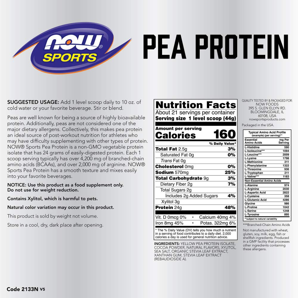 Foto 3 pulgar | Proteína En Polvo Now Foods Sports Nutrition, Guisante, 24 G, Chocolate - Venta Internacional.