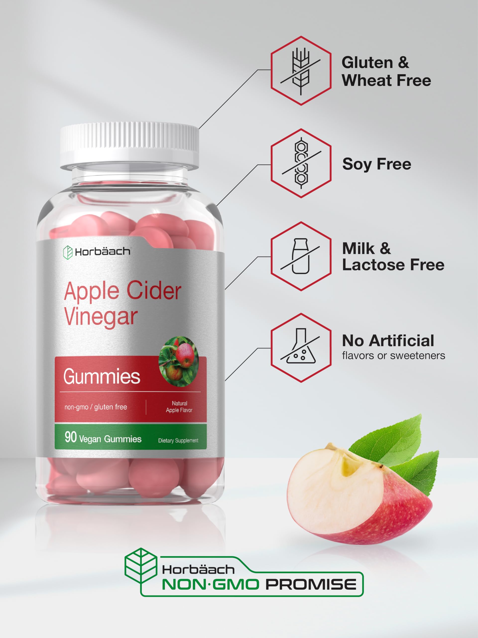 Foto 6 pulgar | Gomitas Veganas De Vinagre De Sidra De Manzana Supplement Horbäach, 90 Unidades - Venta Internacional.