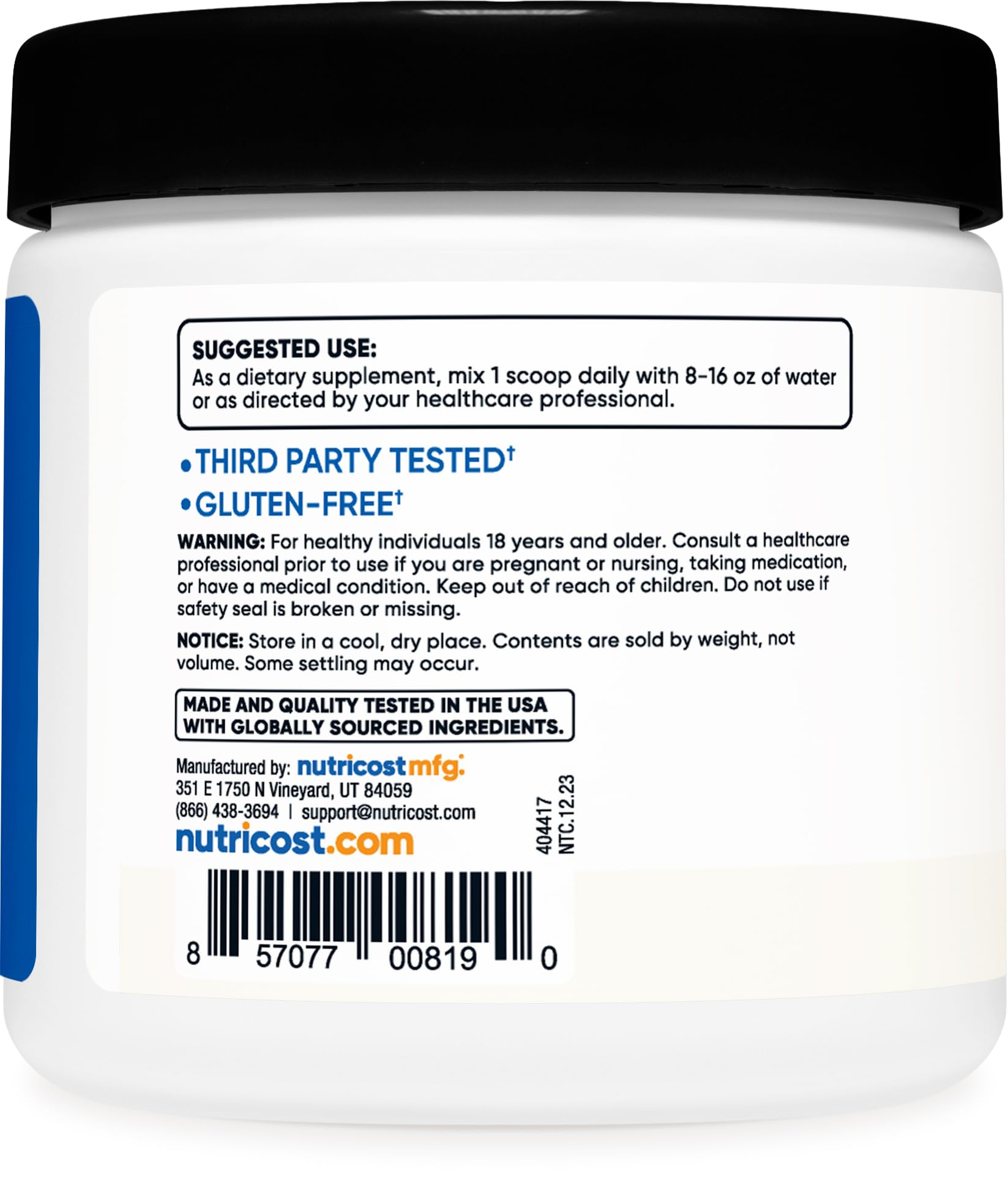 Foto 5 pulgar | Bcaa En Polvo Nutricost Sin Sabor 30 Porciones 180 G - Venta Internacional.