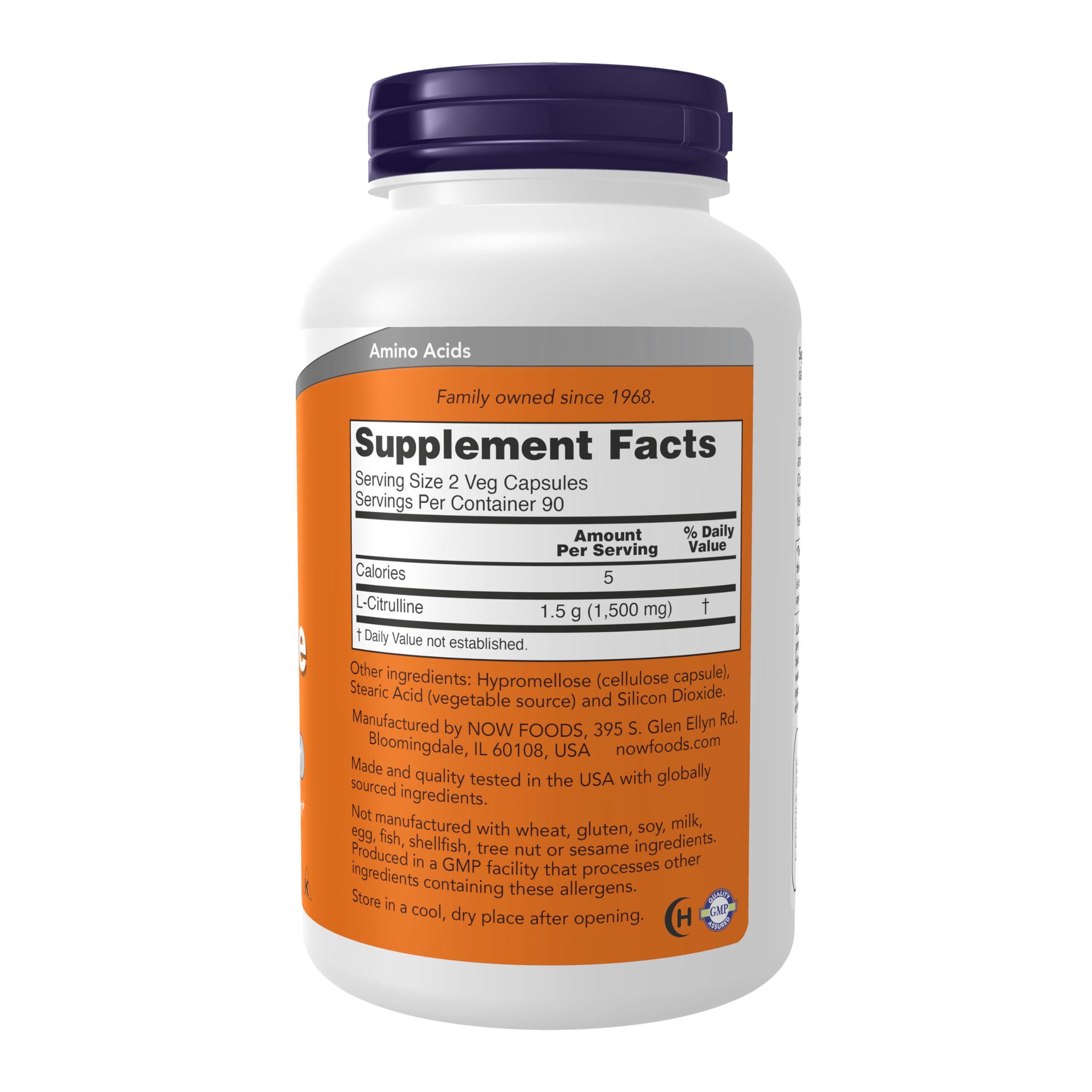 Foto 3 pulgar | Suplements Now Foods L-citrulina 750 Mg 180 Cápsulas Vegetarianas - Venta Internacional.