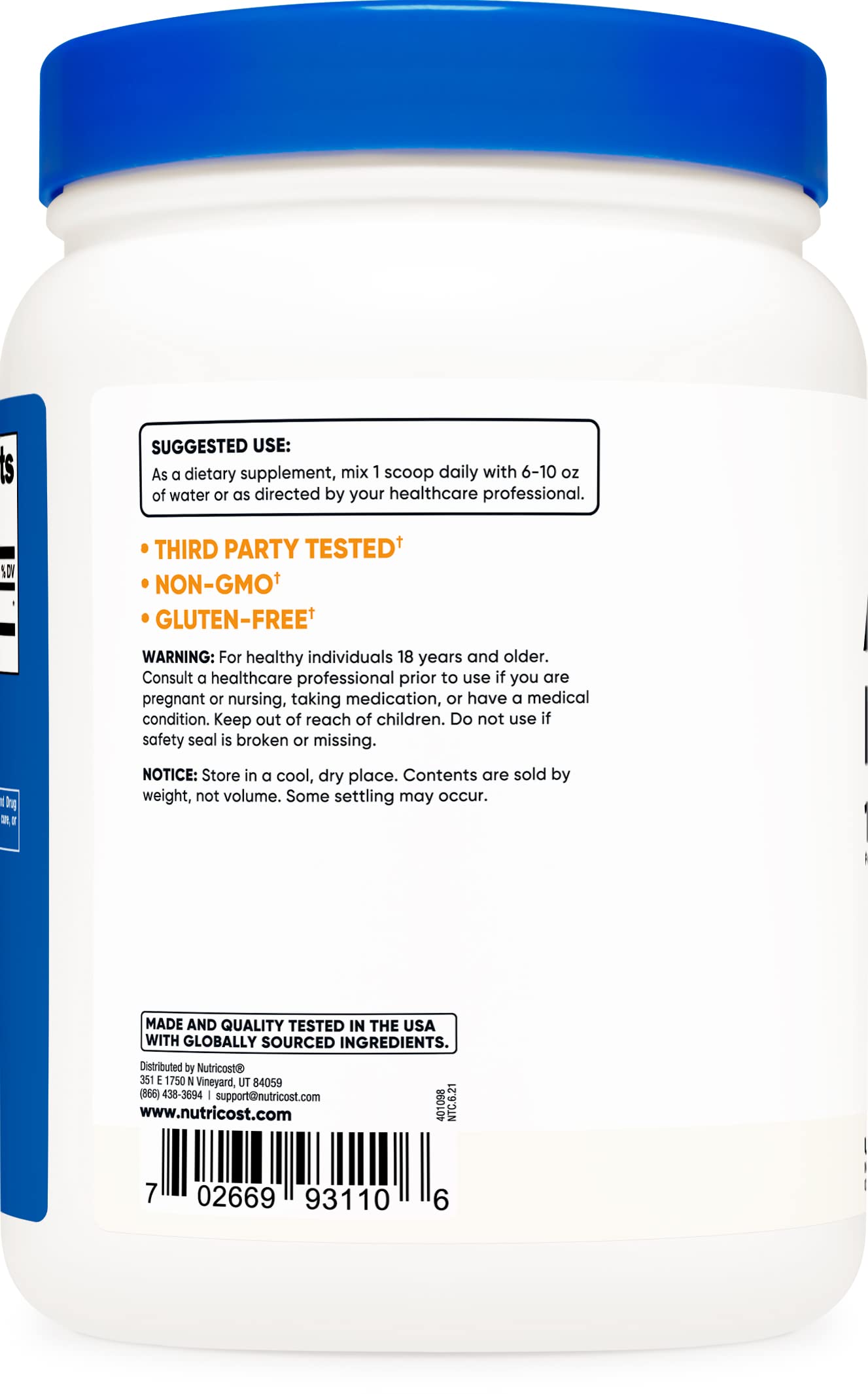 Foto 4 pulgar | Suplemento Acetil L-carnitina Nutricost (alcar) 500 G - Venta Internacional.