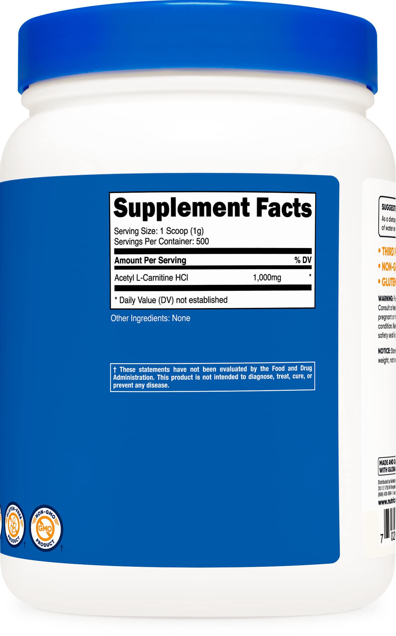 Foto 5 pulgar | Suplemento Acetil L-carnitina Nutricost (alcar) 500 G - Venta Internacional.