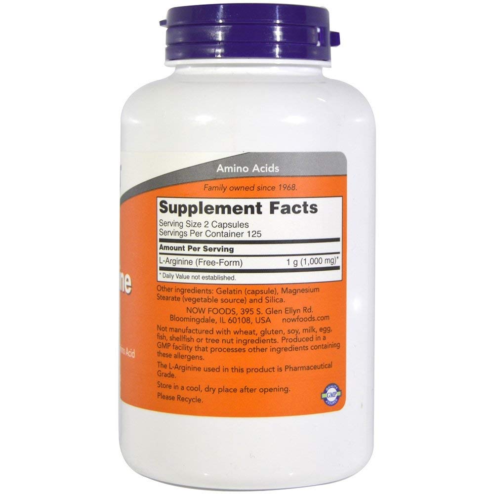 Foto 4 pulgar | Suplemento Now Foods L-arginina, 500 Mg, 250 Cápsulas Vegetarianas, X2 - Venta Internacional.