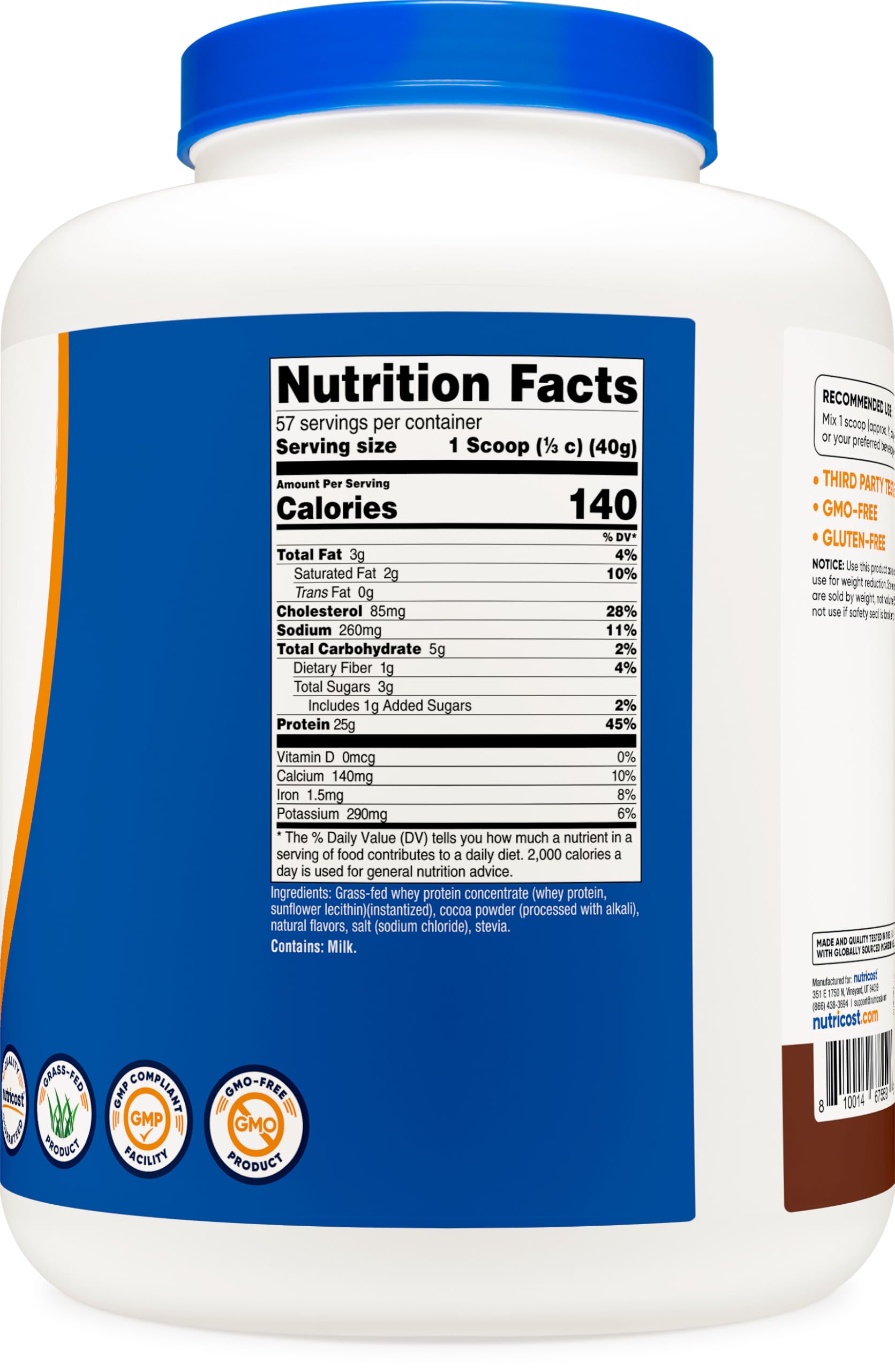 Foto 5 | Concentrado De Proteína De Suero Nutricost, Chocolate Alimentado Con Pasto, 2,27 Kg - Venta Internacional.