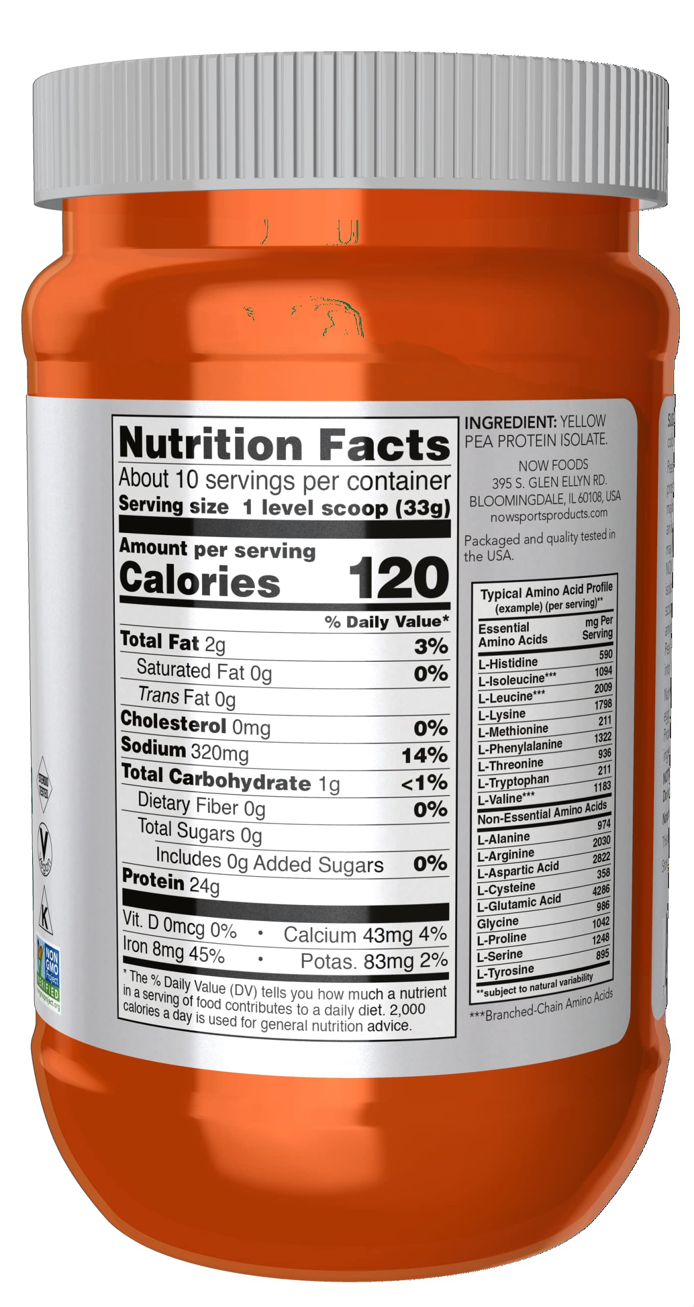 Foto 3 pulgar | Proteína En Polvo Now Foods Sports Nutrition, Guisante, 24 G, Sin Sabor - Venta Internacional.