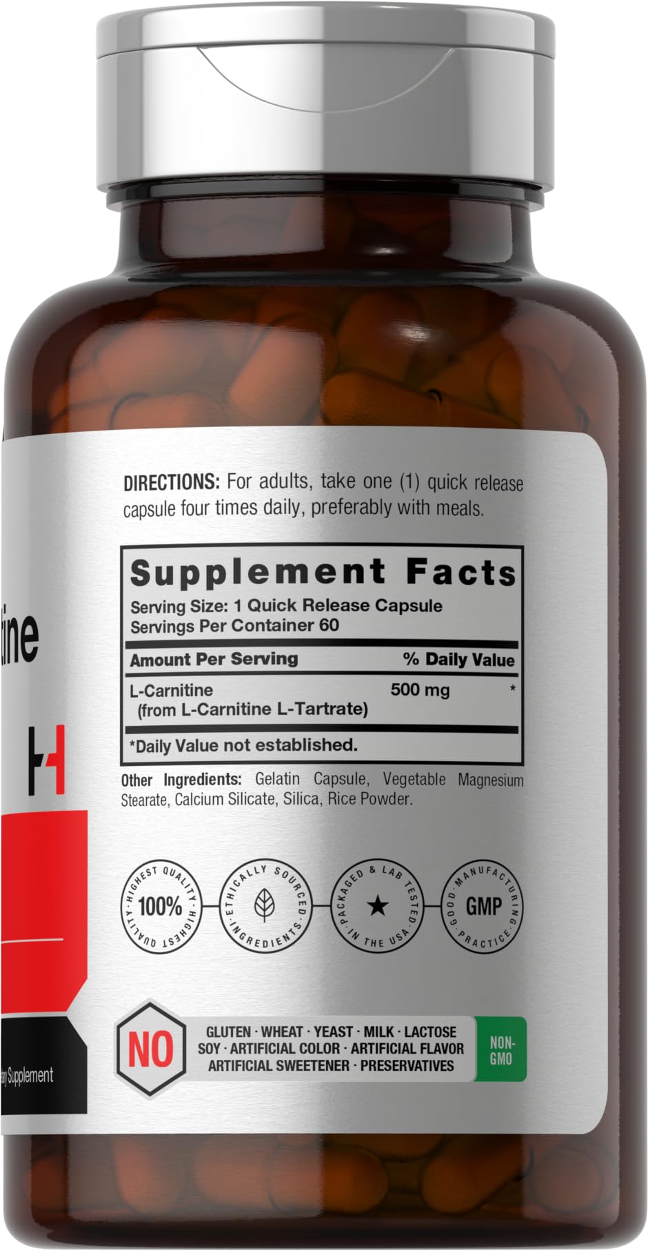 Foto 3 pulgar | Suplemento Horbäach L-carnitina 500 Mg 60 Cápsulas - Venta Internacional.