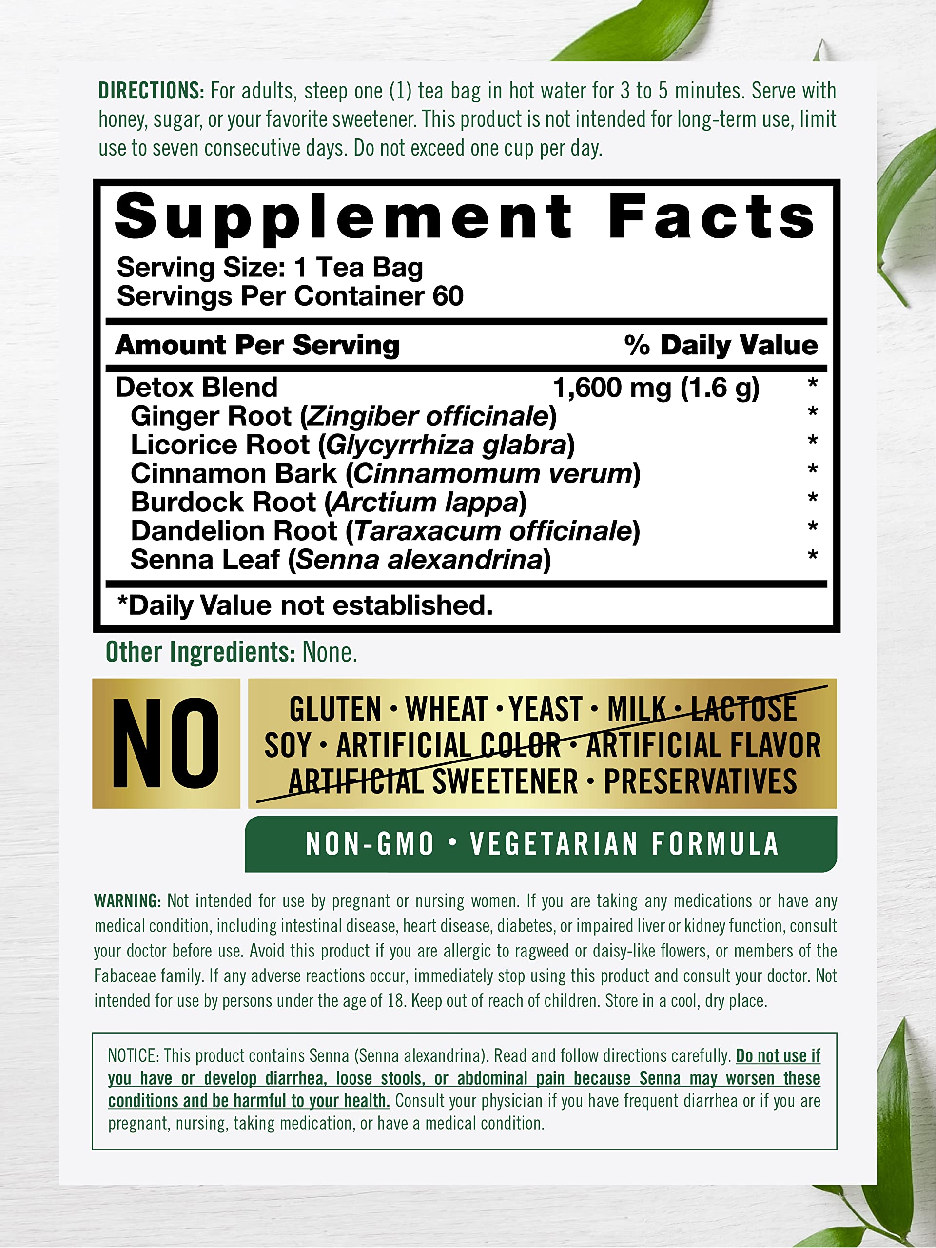 Foto 3 pulgar | Té Desintoxicante De Hierbas Carlyle Vegetariano Sin Ogm Sin Gluten - Venta Internacional.