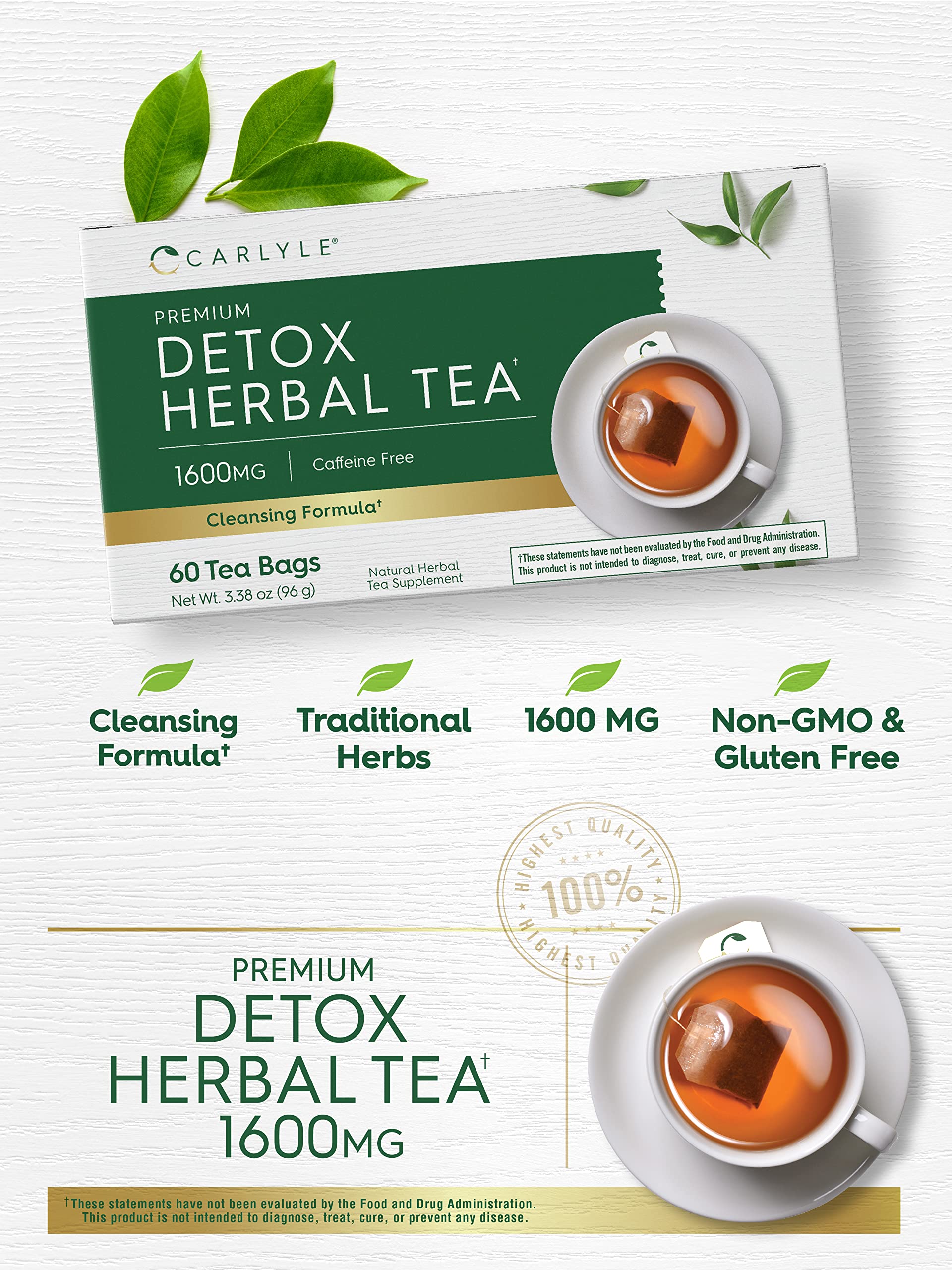 Foto 4 pulgar | Té Desintoxicante De Hierbas Carlyle Vegetariano Sin Ogm Sin Gluten - Venta Internacional.