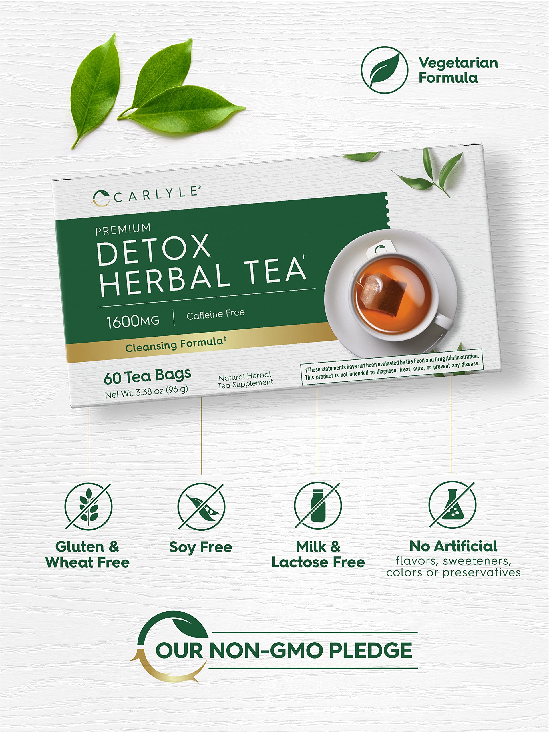 Foto 5 pulgar | Té Desintoxicante De Hierbas Carlyle Vegetariano Sin Ogm Sin Gluten - Venta Internacional.