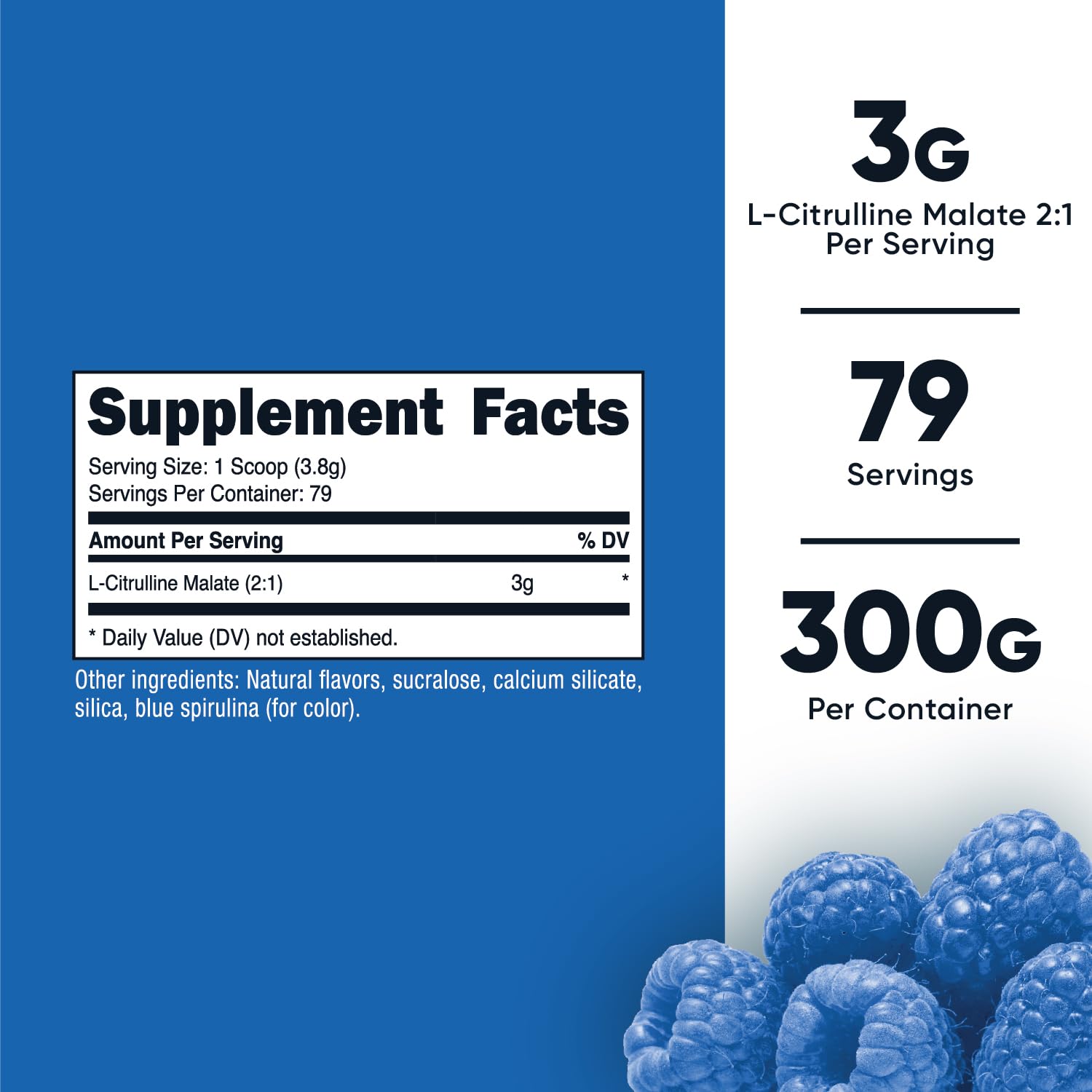Foto 3 pulgar | Suplemento Nutricost L-citrulina Malato 2:1 300 G De Frambuesa Azul - Venta Internacional.