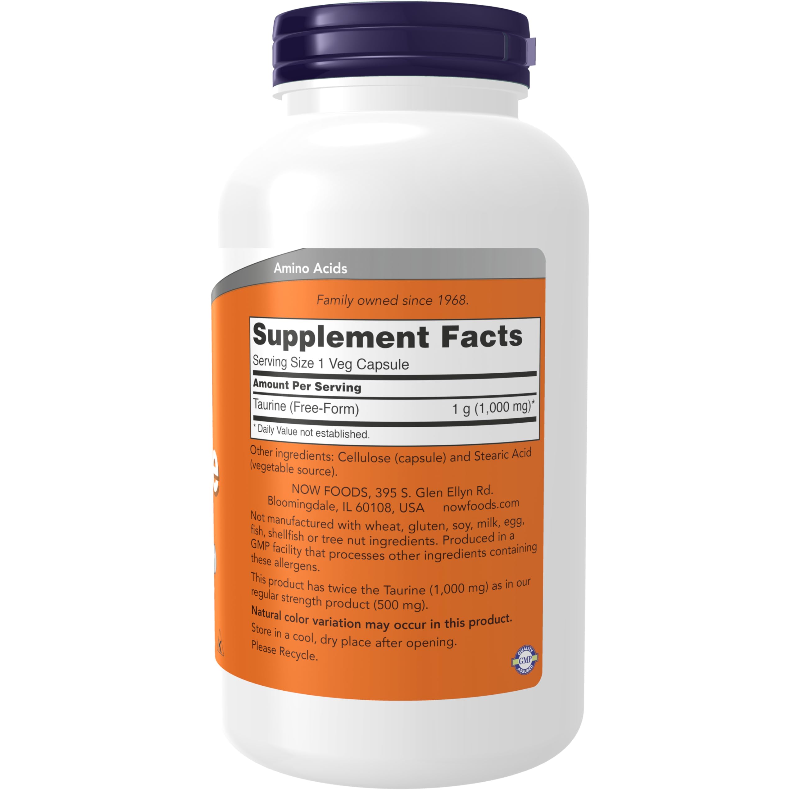 Foto 3 pulgar | Supplements Now Foods Taurina, 1000 Mg, Doble Concentración, 250 Cápsulas - Venta Internacional.