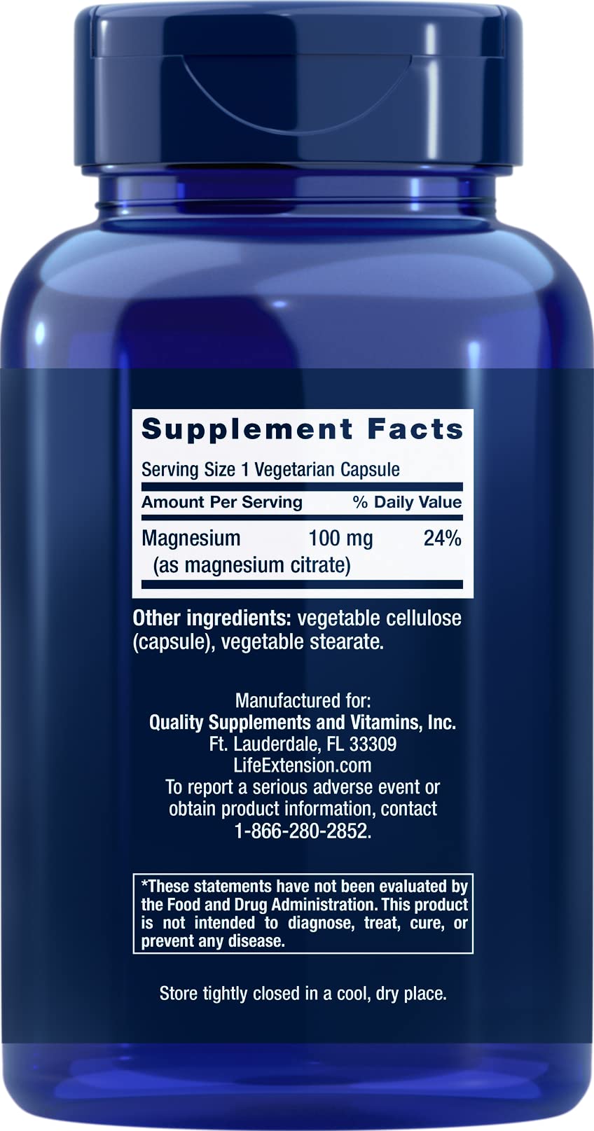 Foto 2 | Suplemento Life Extension De Citrato De Magnesio 100 Mg 180 Cápsulas - Venta Internacional.