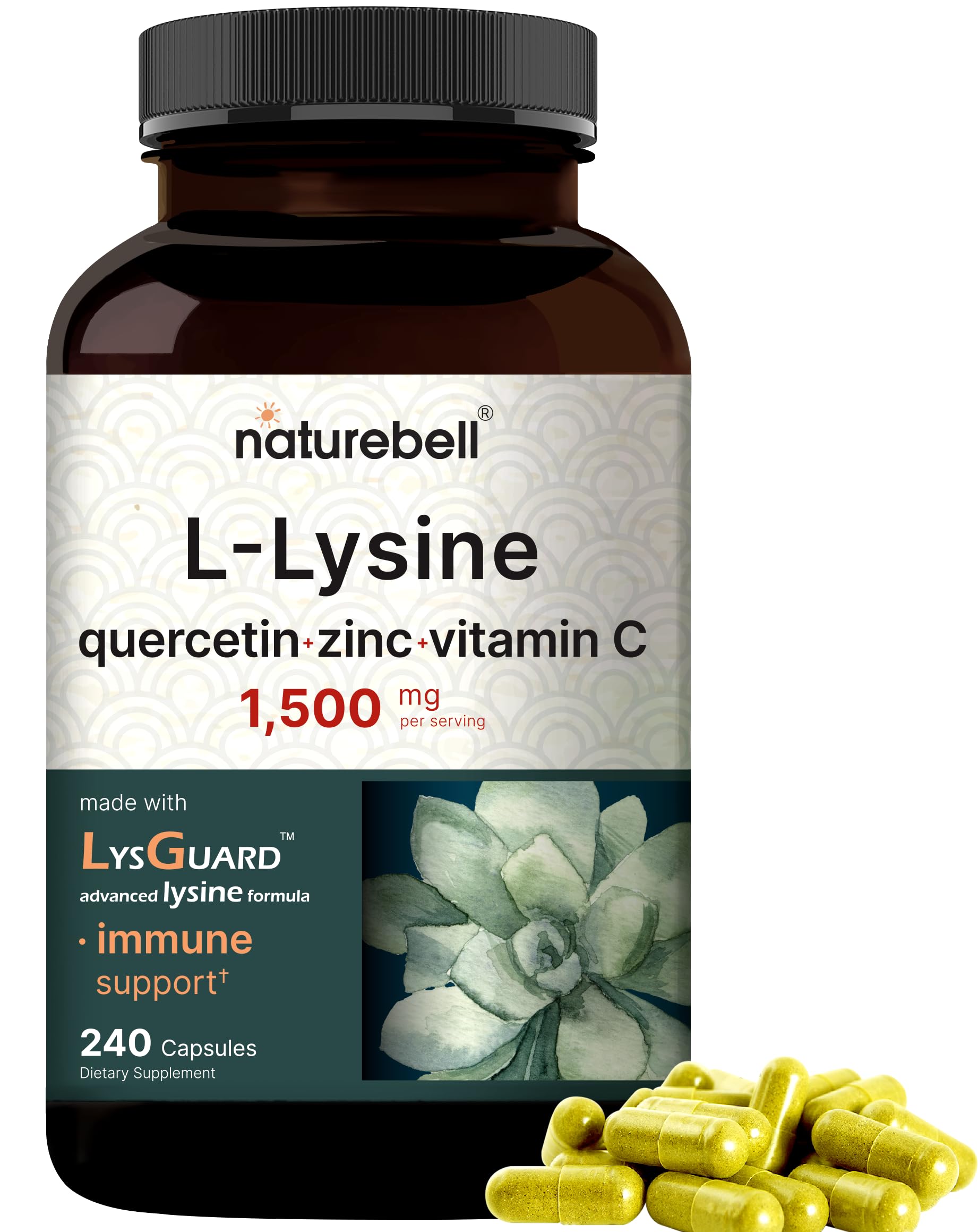 Foto 2 pulgar | Suplemento Naturebell L-lisina En Cápsulas De 1000 Mg Y 250 Mg De Quercetina - Venta Internacional.