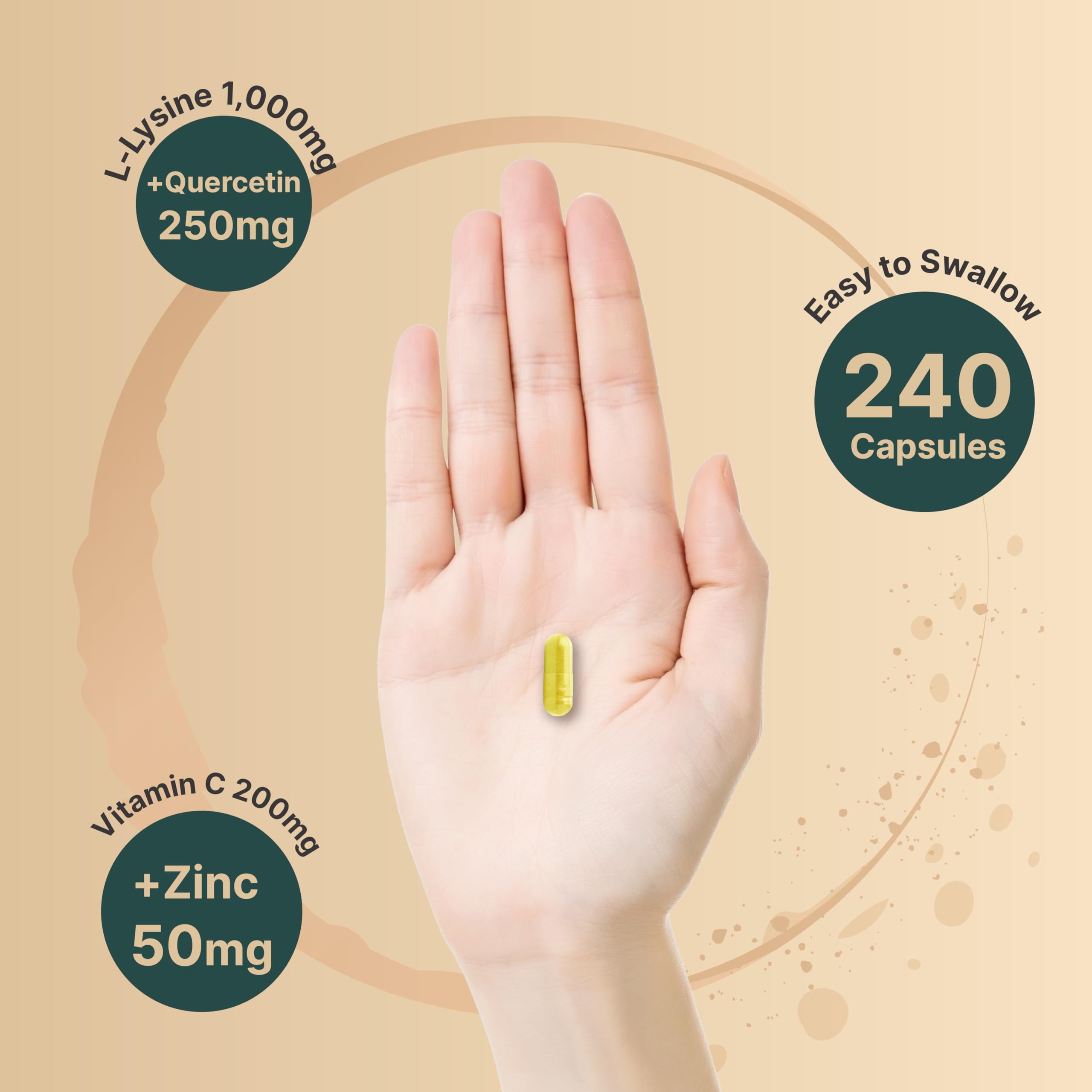 Foto 5 pulgar | Suplemento Naturebell L-lisina En Cápsulas De 1000 Mg Y 250 Mg De Quercetina - Venta Internacional.