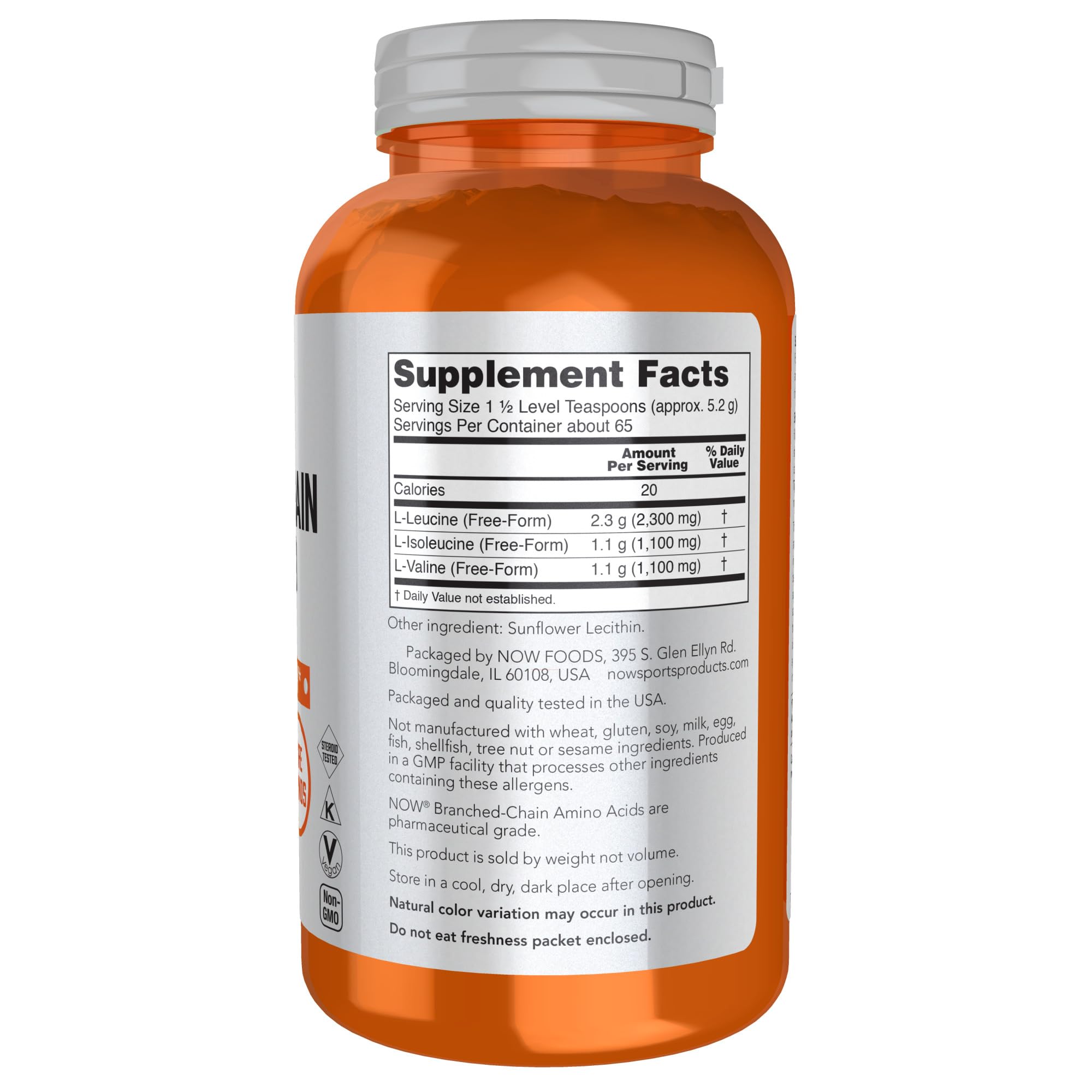 Foto 3 pulgar | Suplemento Now Sports Nutrition Bcaa En Polvo, 350 Ml - Venta Internacional.