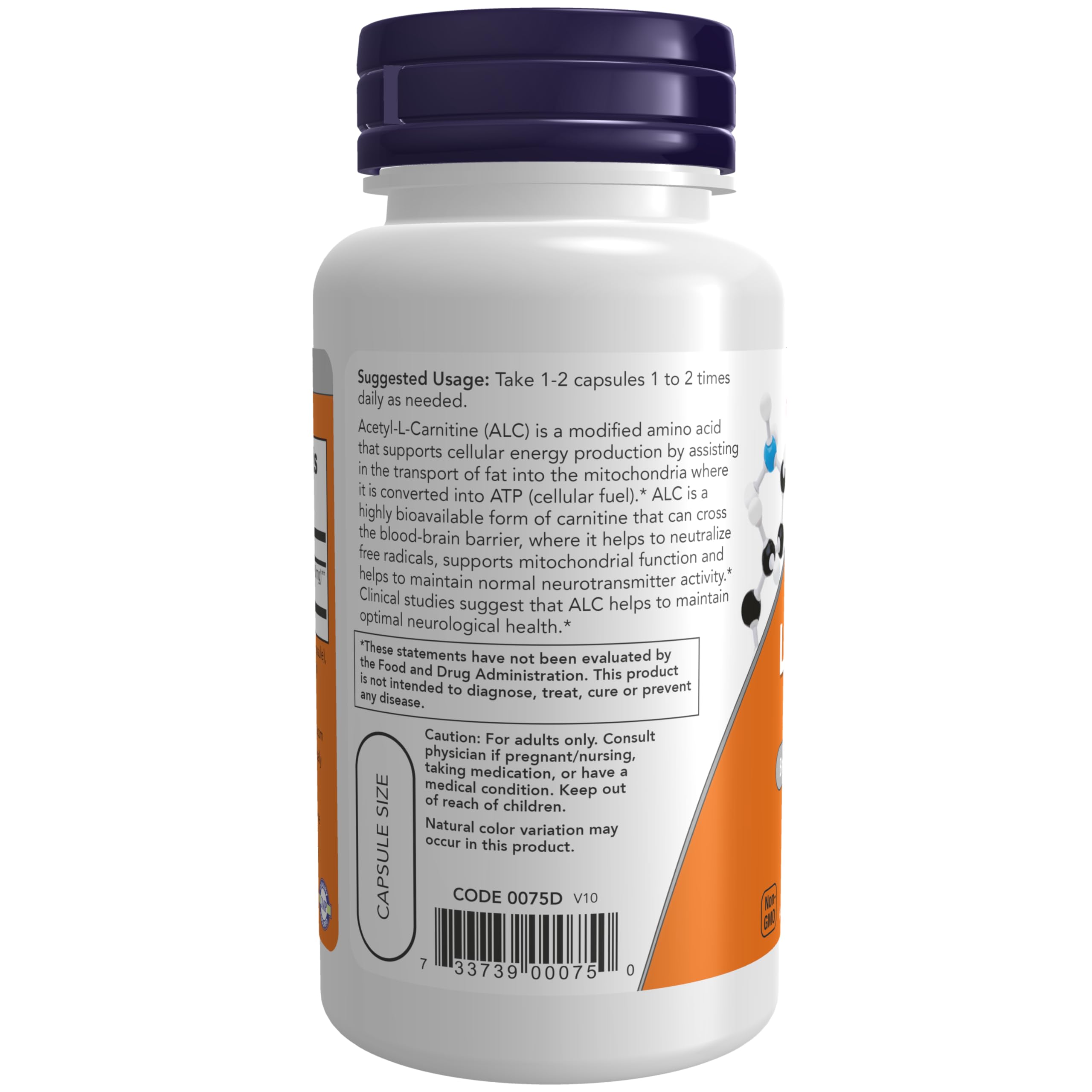 Foto 4 pulgar | Acetil-l Carnitina De Supplement Now Foods, 500 Mg, 50 Cápsulas Vegetales - Venta Internacional.
